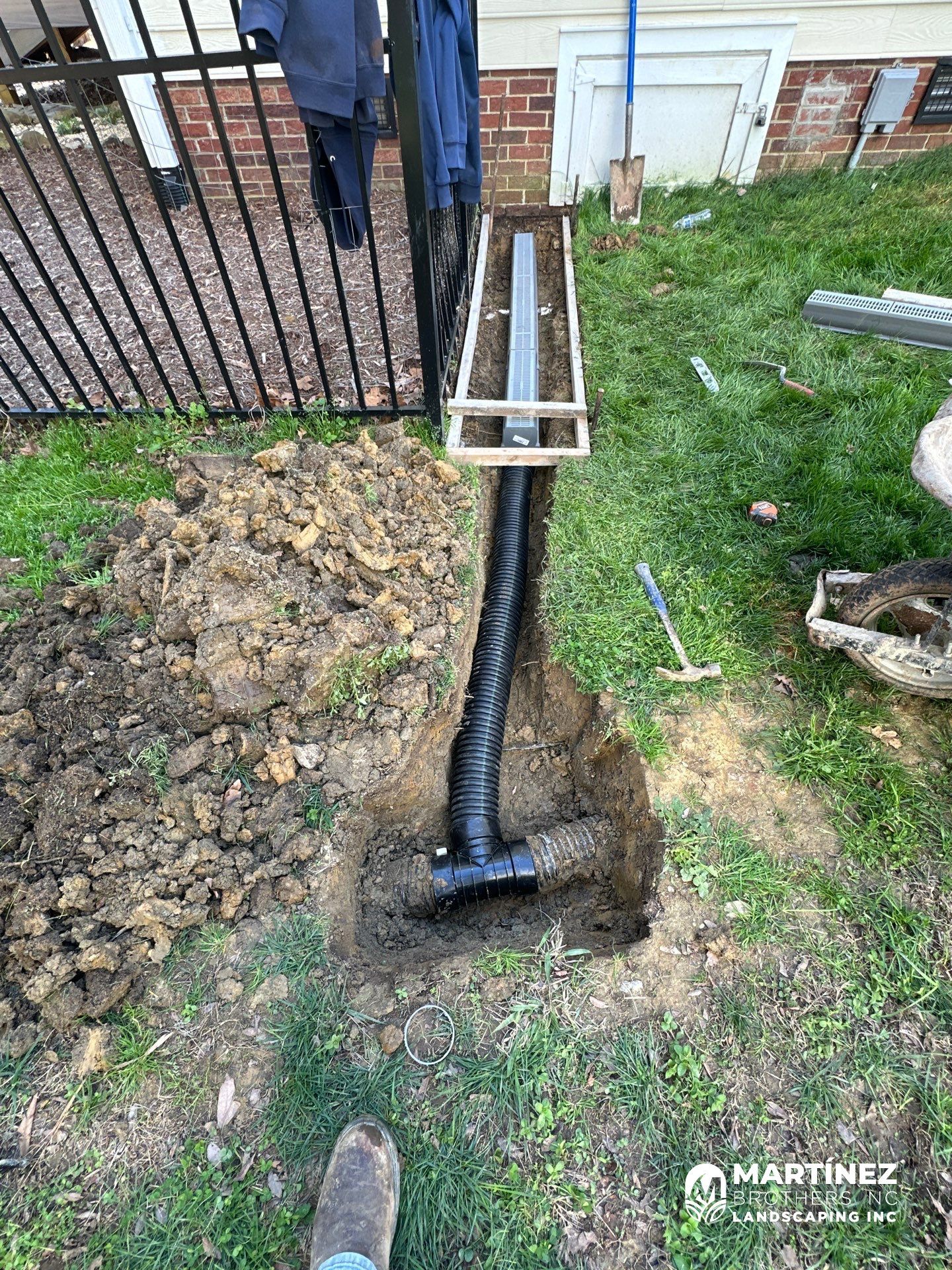 Channel drain installation Durham by Martinez Brother’s Nc Landscaping Inc