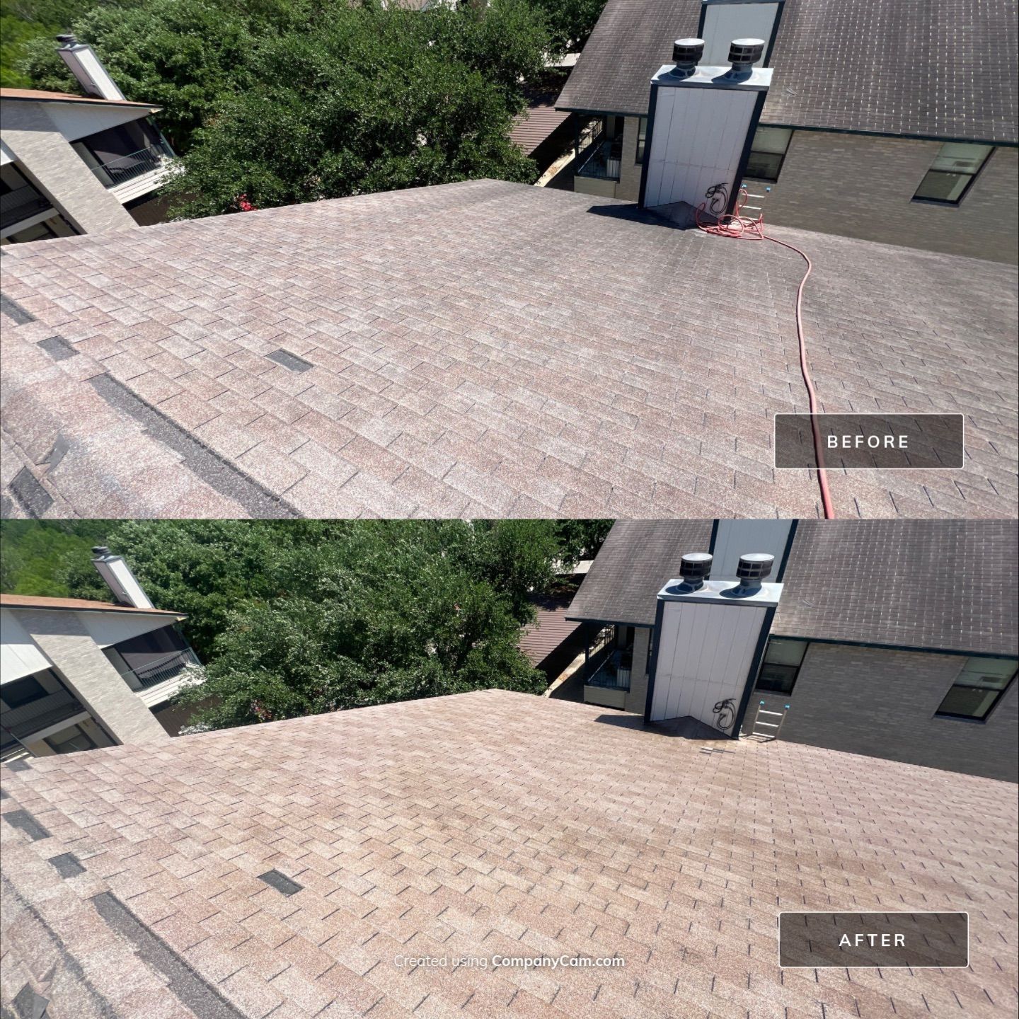 Shingle Roof Washing Project in San Antonio by Bright Choice