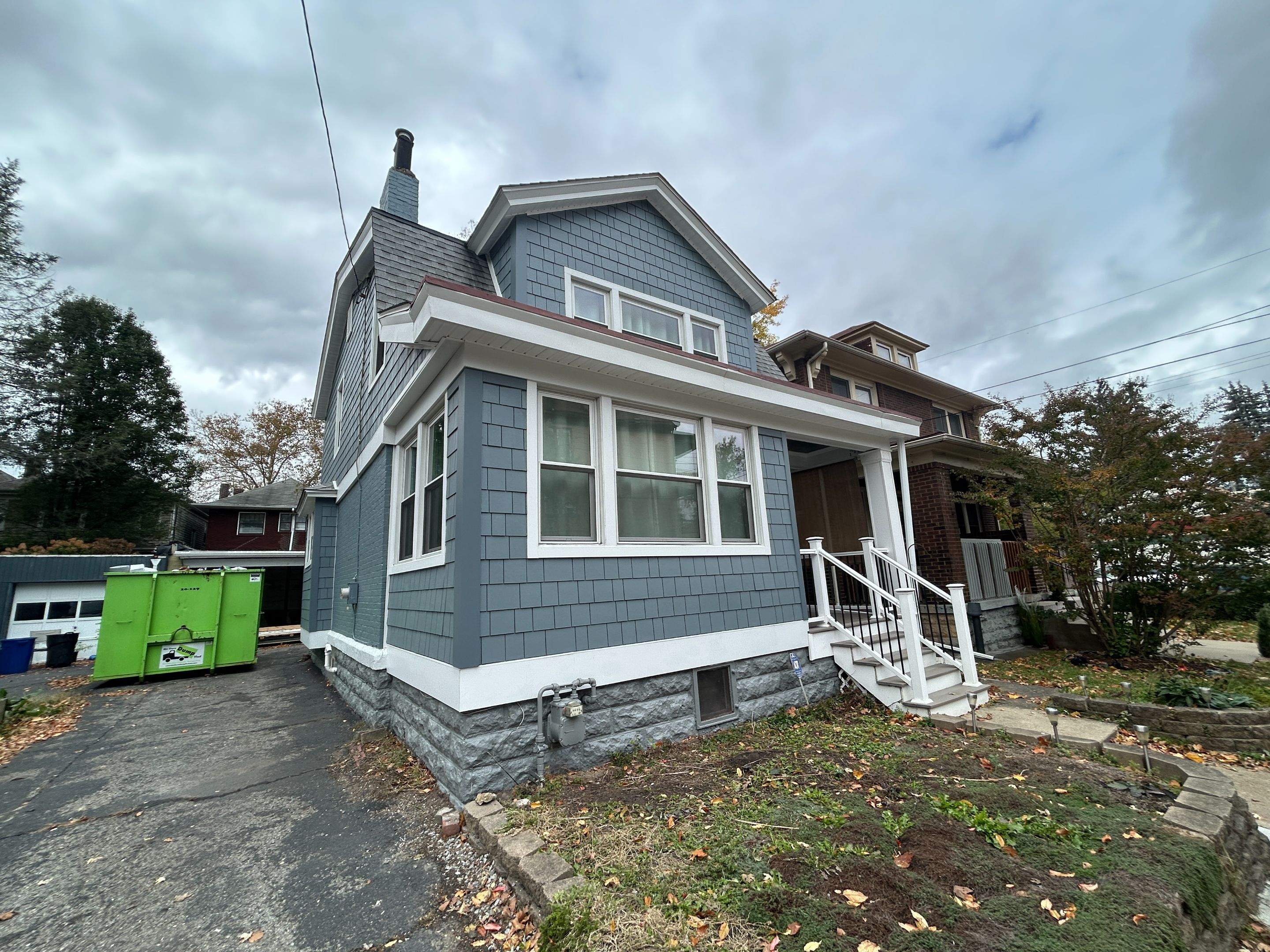 Full House Siding Renovation with Blue Shake Siding in Pittsburgh by Ideal Siding Pittsburgh