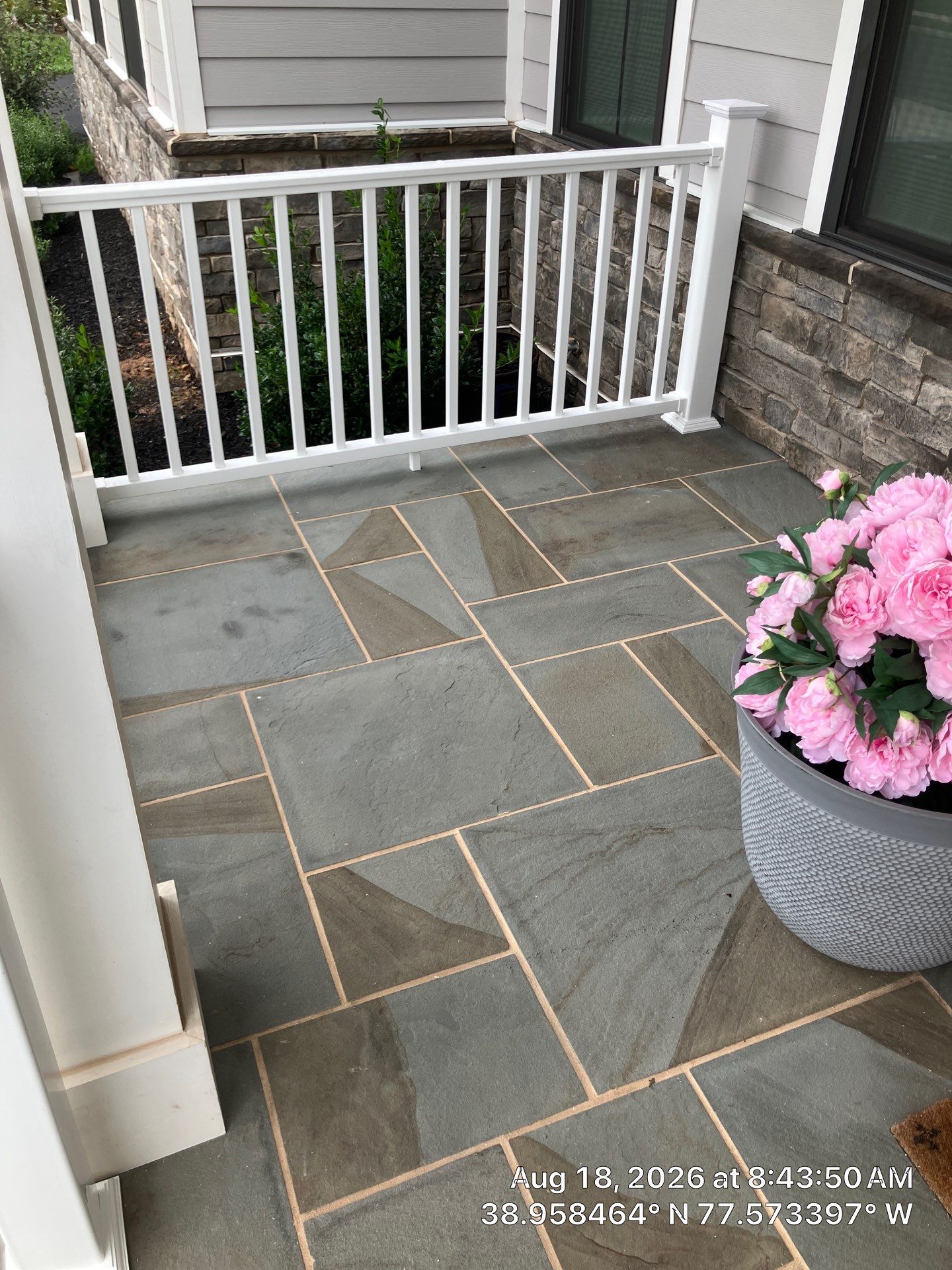 White Front Porch Railing Installation in Stone Ridge by Contracting Bros Llc