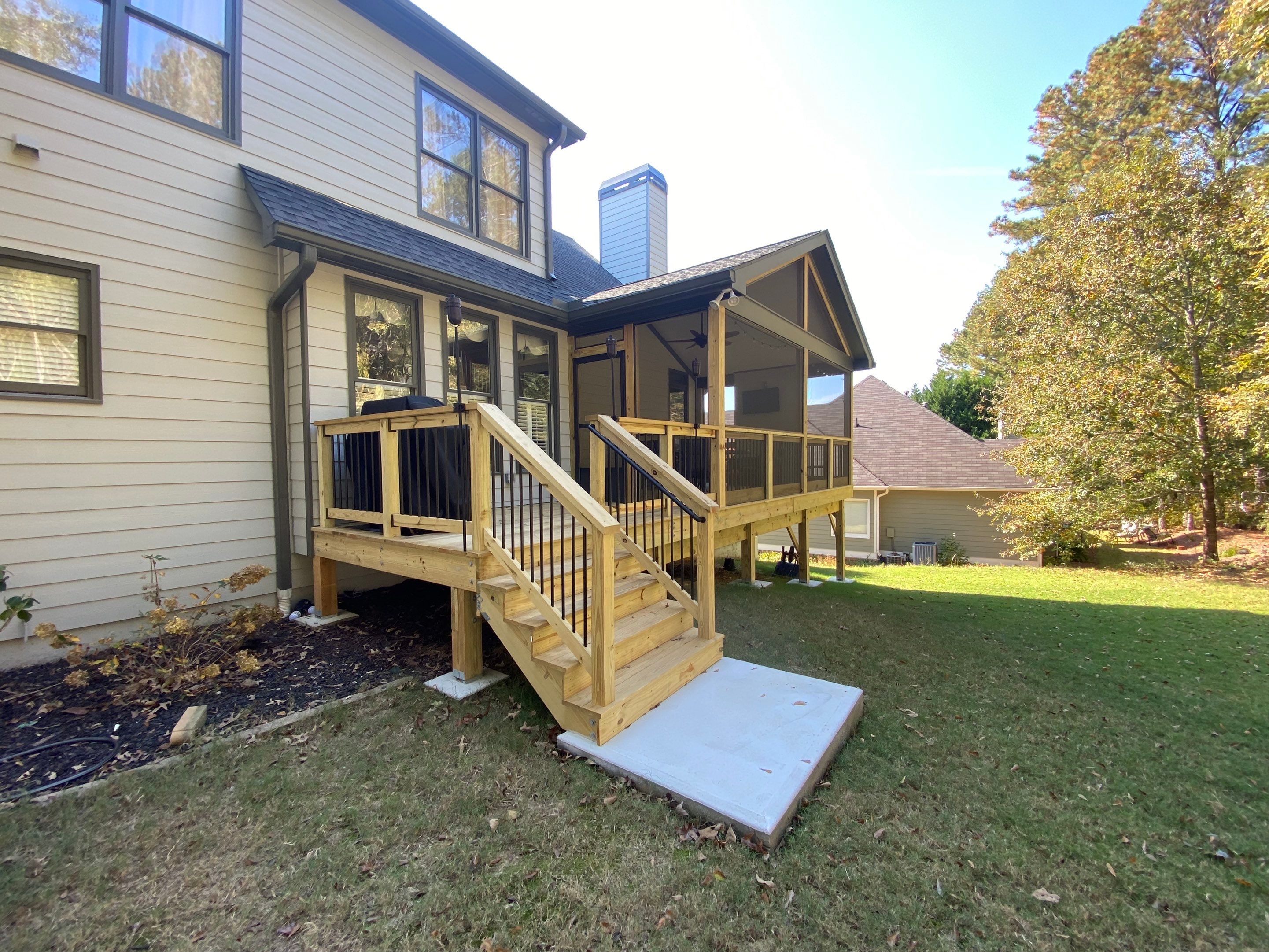 Custom Screened Porch Addition and Wood Deck in Acworth by Swift Home Renovations