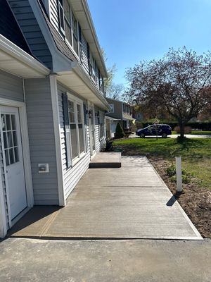 Broom finished front patio 