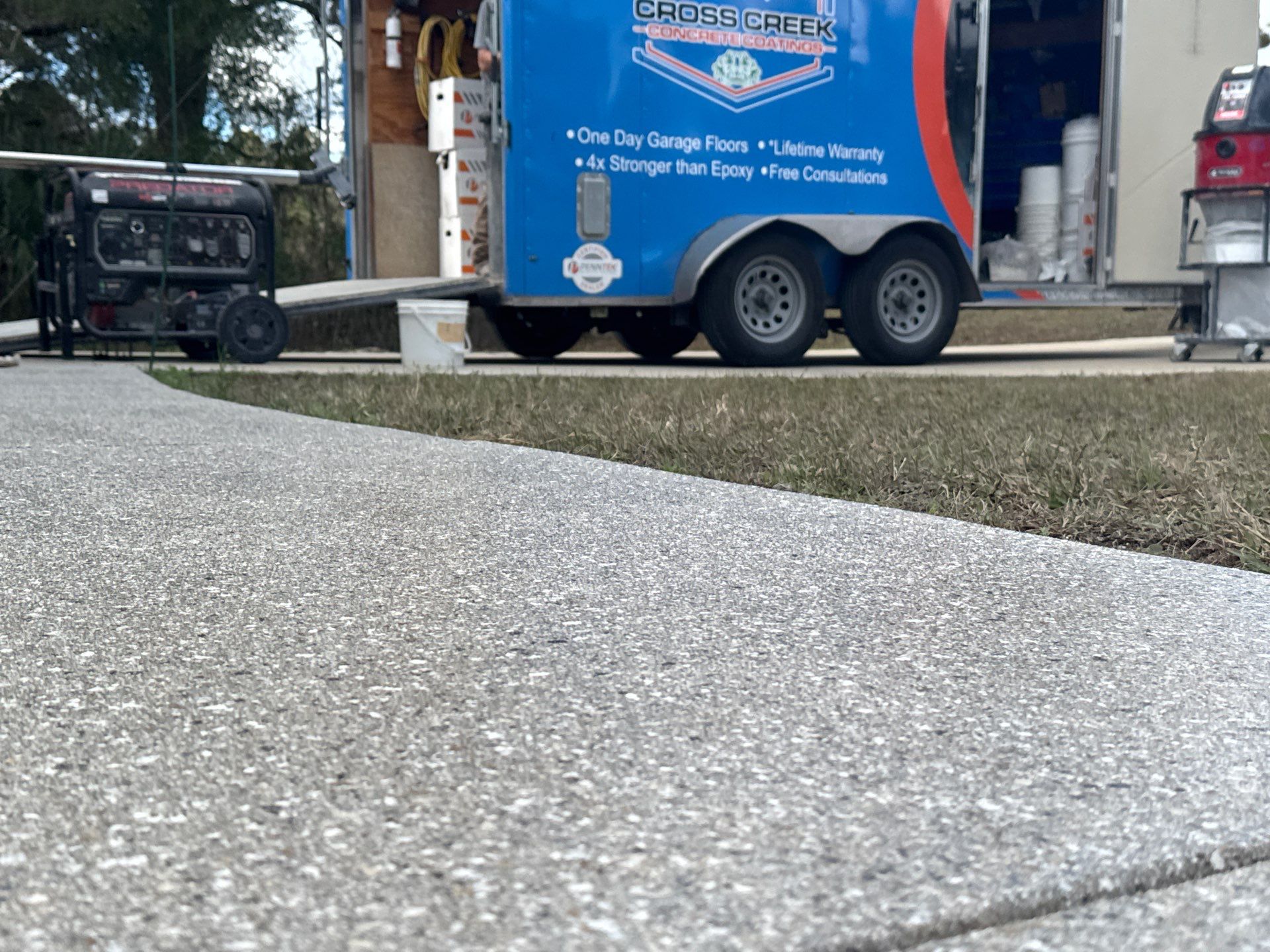 Patio and Sidewalk in Fort White, FL (Patio in Mediterranean, Sidewalk in Claystone Custom Hybrid) by Cross Creek Concrete Coatings