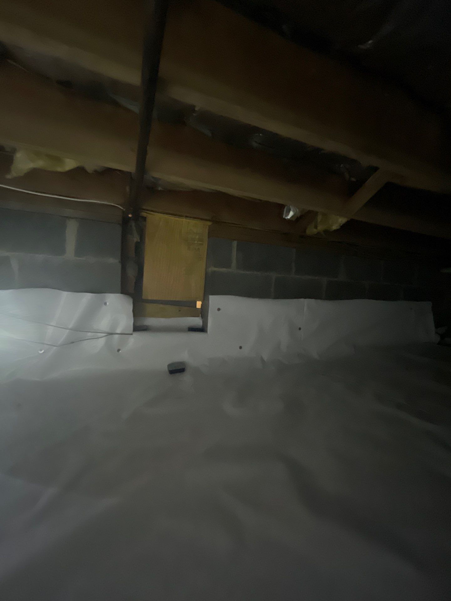Basement Exterior Walls using Crawl Space Liner by NYS Foam & Energy