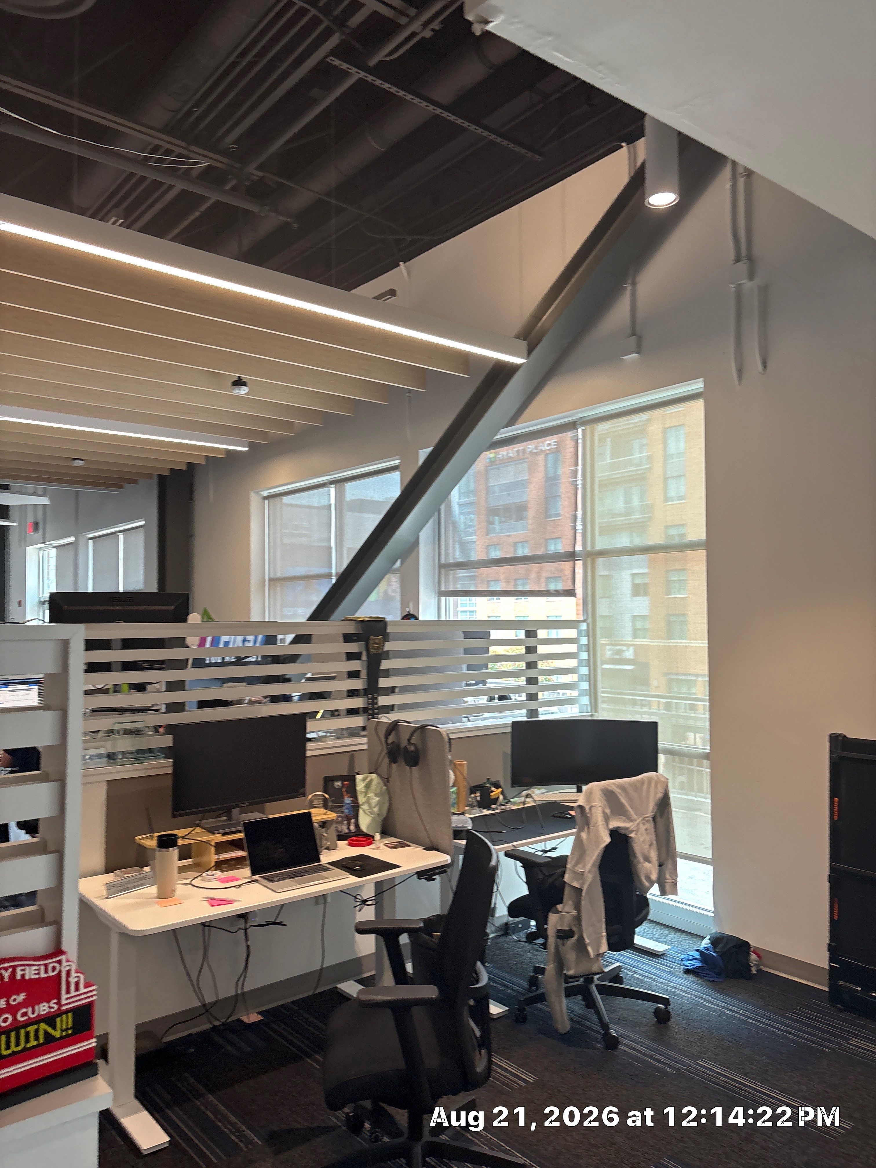 Lincoln Corporate Office Build-Out with Slatted Partitions and Acoustic Baffles by CompanyCam Sales Demo