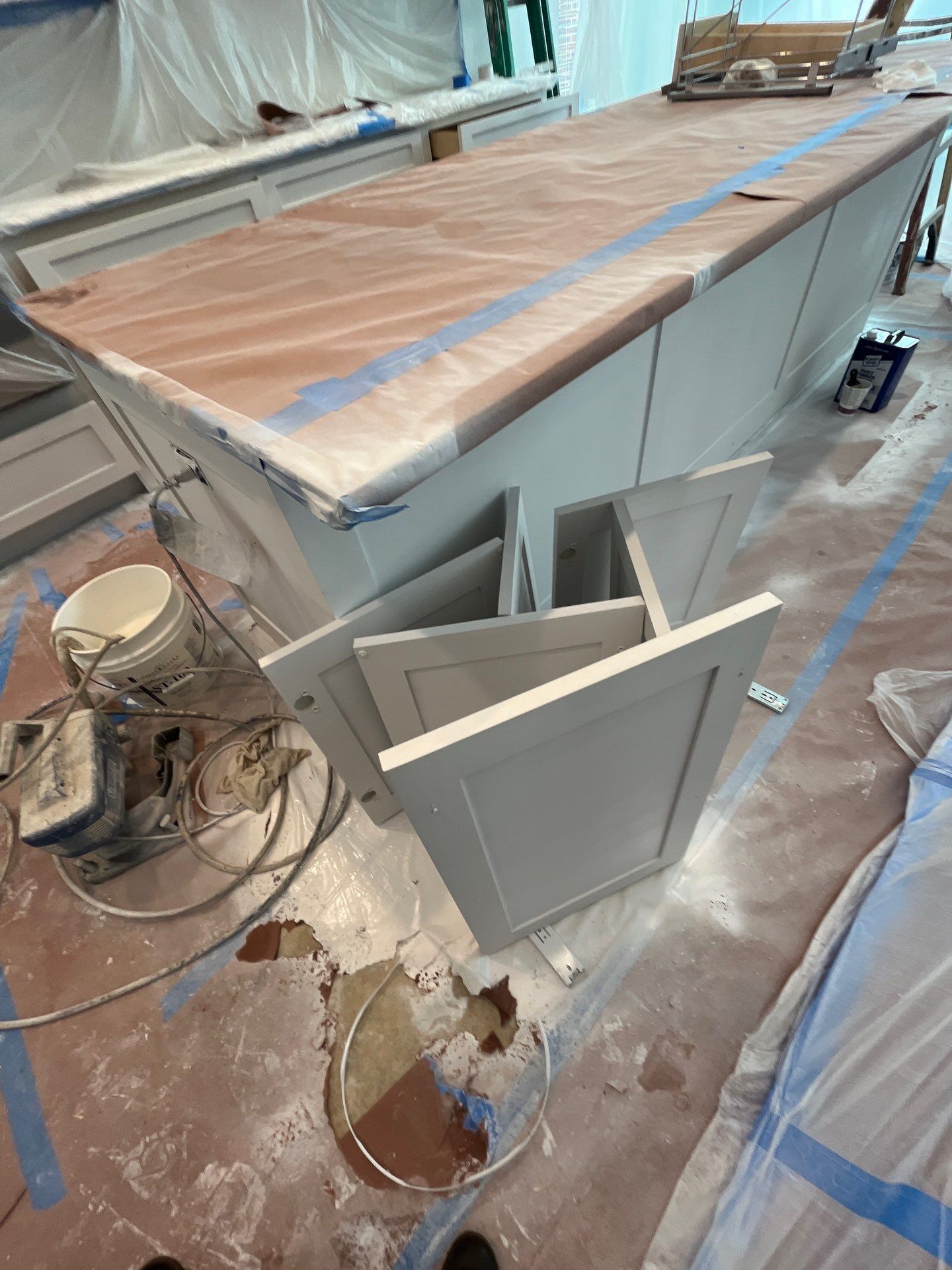 Kitchen Remodel using Water mitigation equipment by L&T General Contractors and Restoration INC