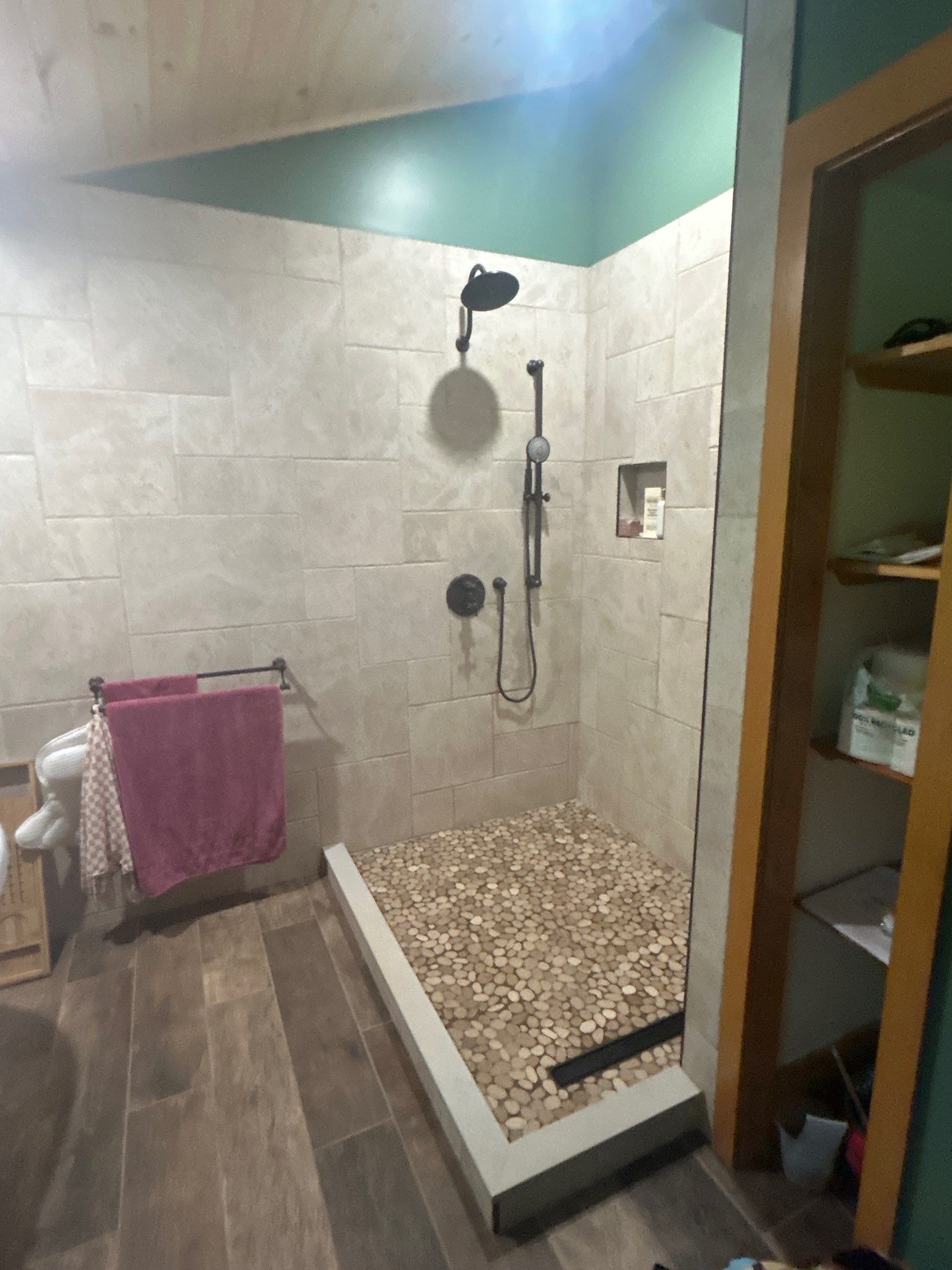 Bathroom Remodel - Double Spray Panel Shower Enclosure by Cheshire Glass Company