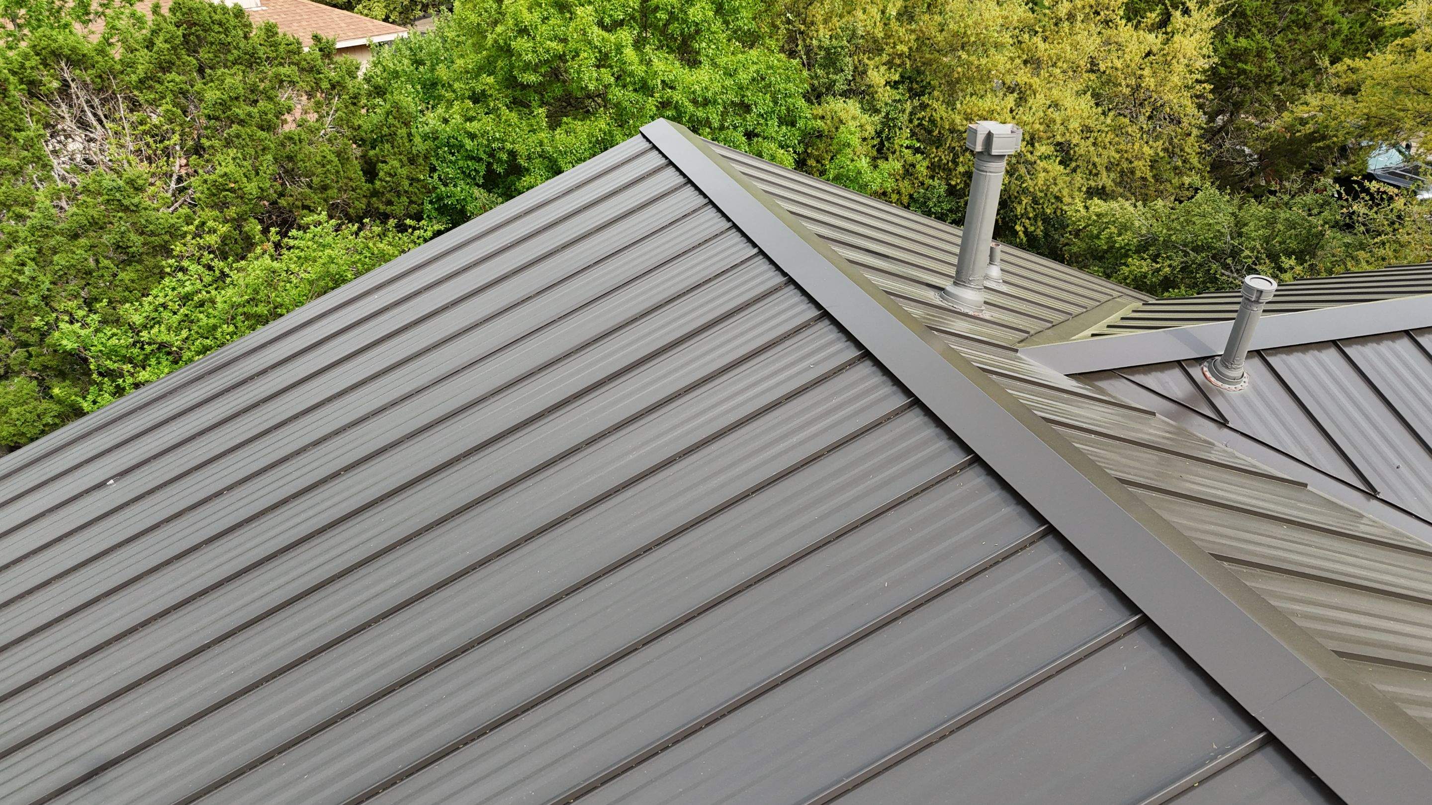 Dark Bronze - L&A Standing Seam with Striations by RoofsOnly.com