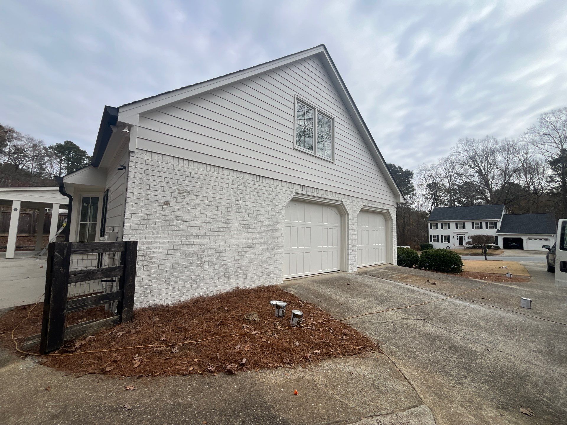 Romabio Brick Lime Wash and Cedar Tongue & Groove Porch Ceiling Installation in Marietta, GA by Nelson Exteriors 
