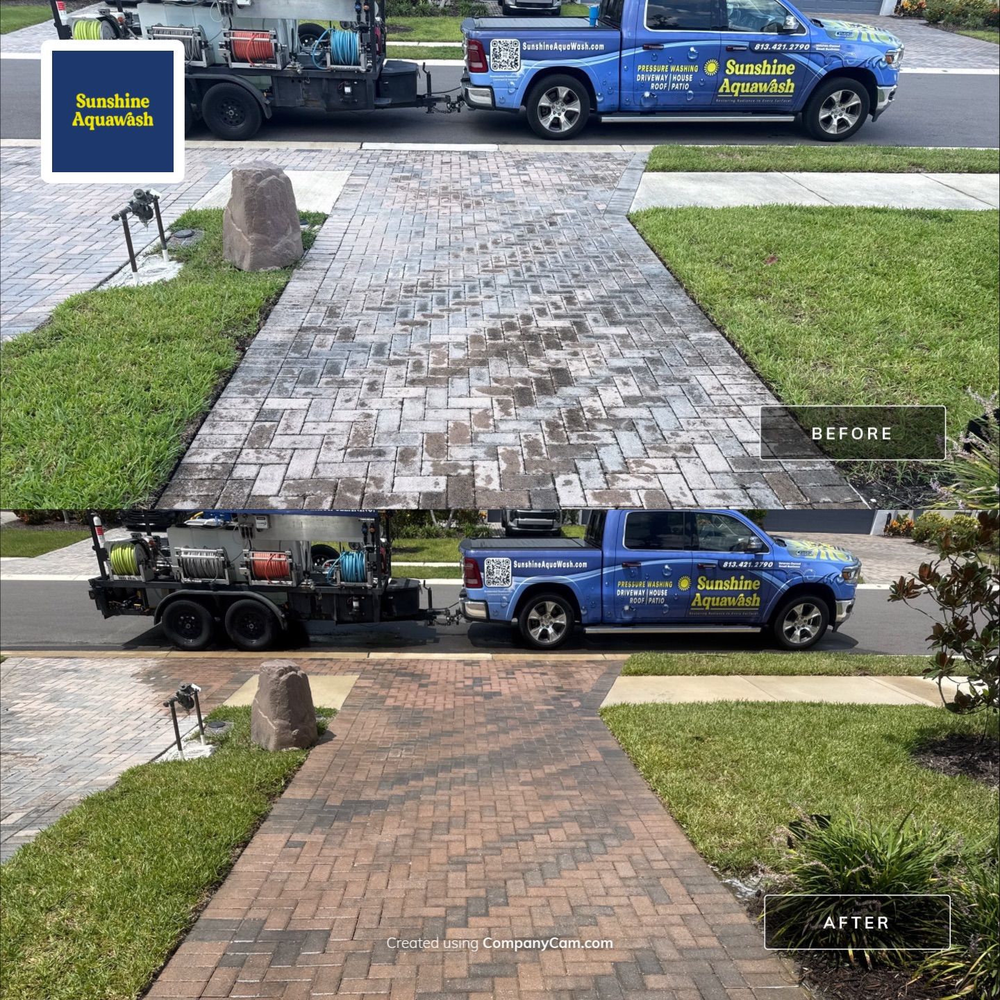 Paver Driveway & Sidewalk Cleaning in Trevesta β Palmetto, FL by Sunshine AquaWash