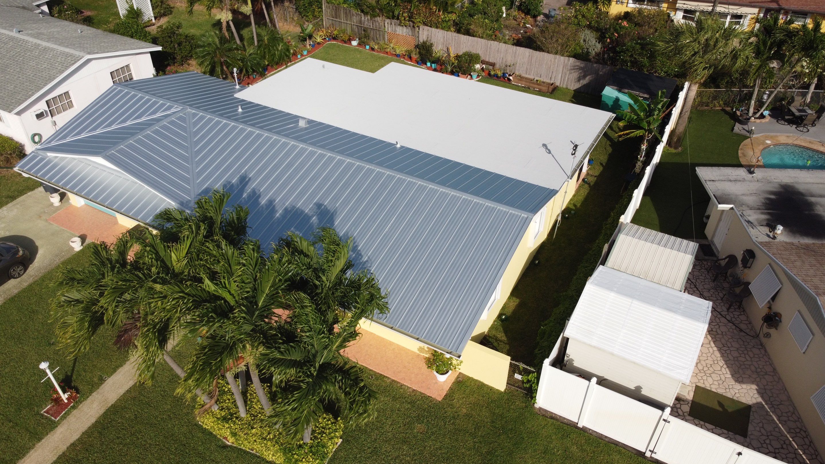 Residential Roofing Installation using 1" Nail strip metal roof by BLUES BROTHERS ROOFING