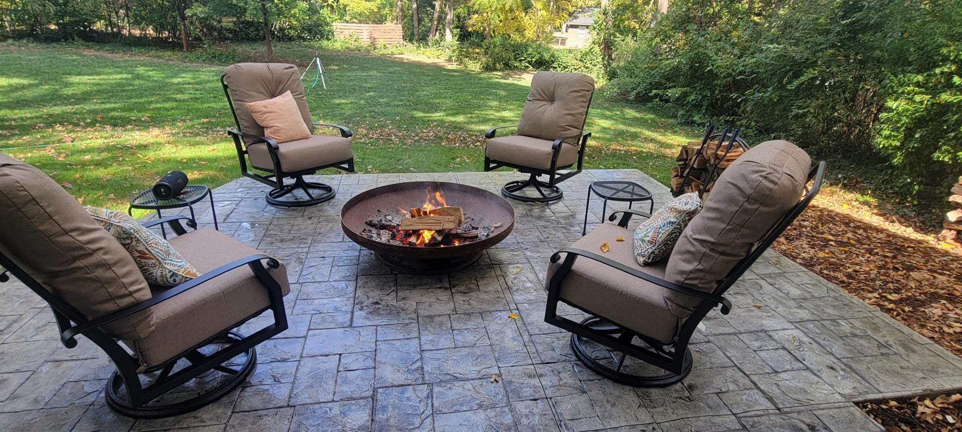 Back Yard Cantilivered Patio by LAND ESCAPES LLC