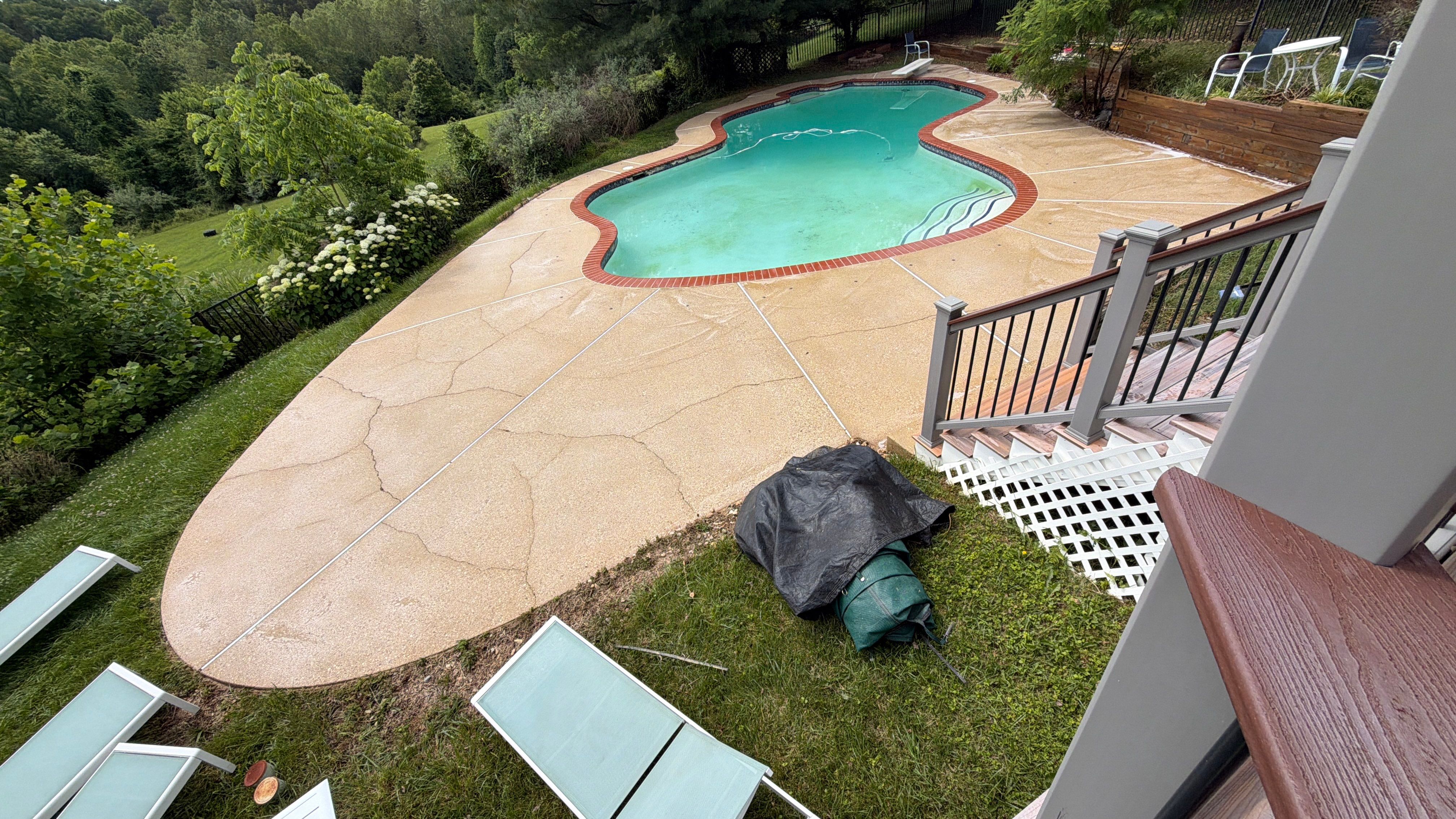 Exterior House Washing and Pool Deck Restoration in West Friendship by Baltimore Pressure Washers Inc.