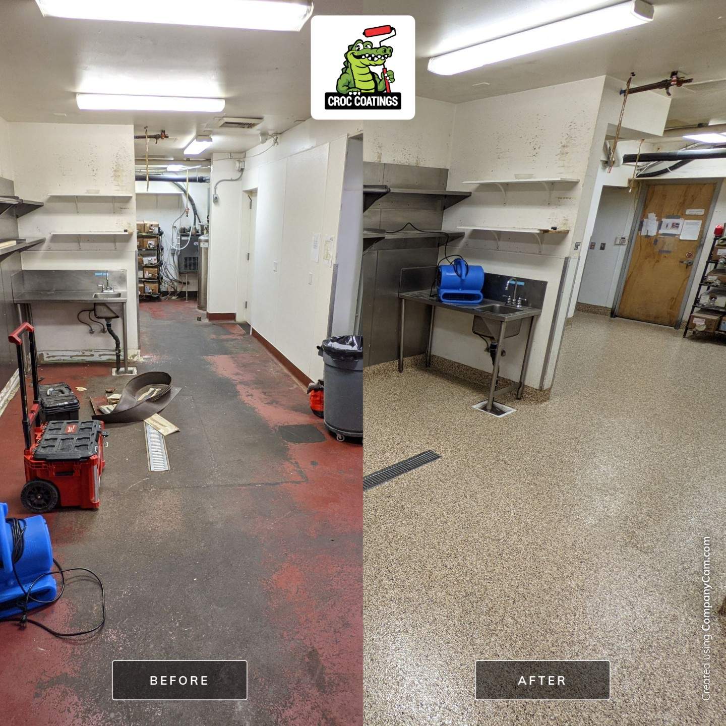 Commercial Floor Transformation using Penntek Evolution System by Croc Coatings, LLC