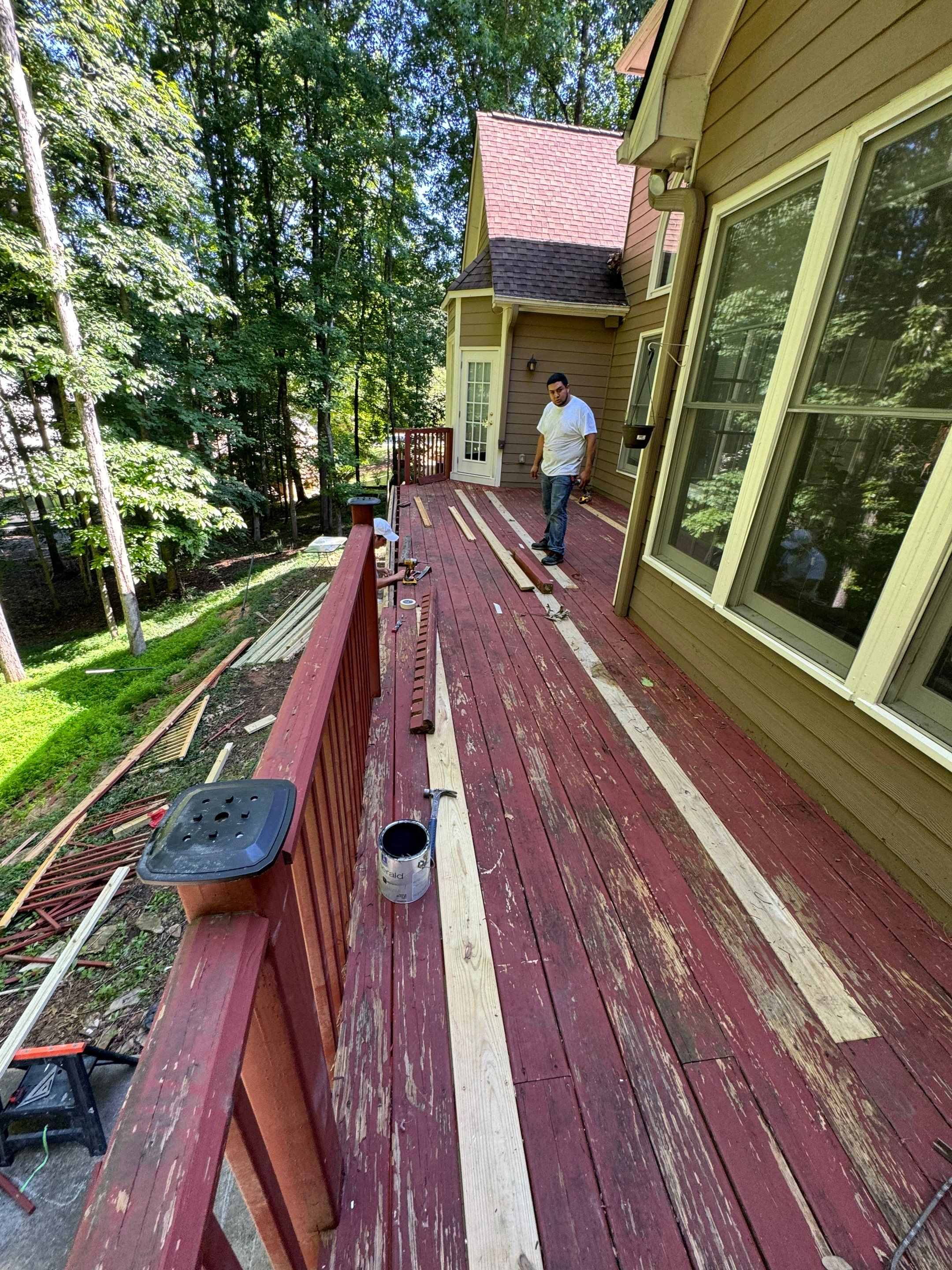 Exterior Painting and Comprehensive Wood Deck Repairs in Suwanee by Swift Home Renovations 
