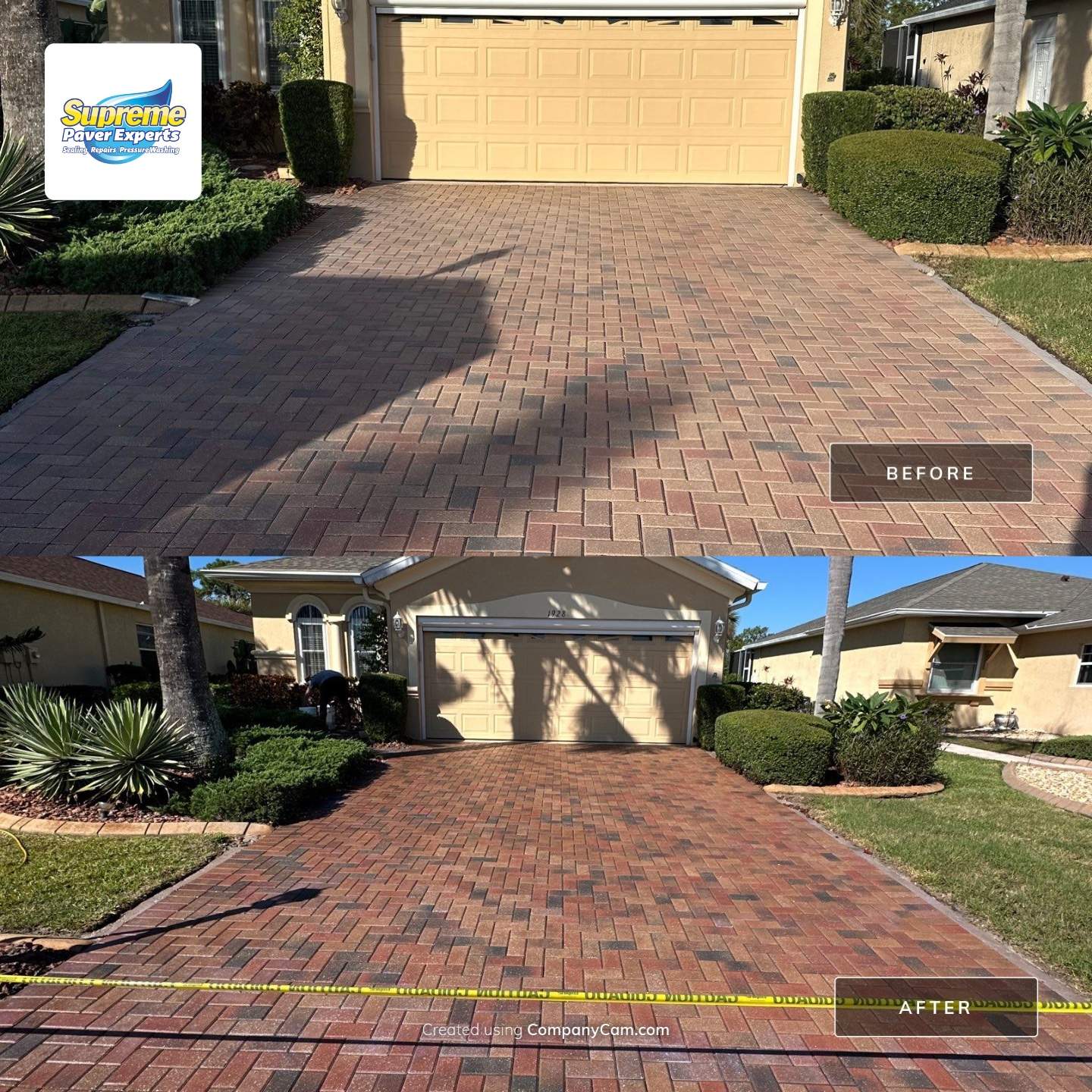 Restoring Multi-Tone Paver Driveway and Walkways in Sun City Center by Supreme Paver Experts
