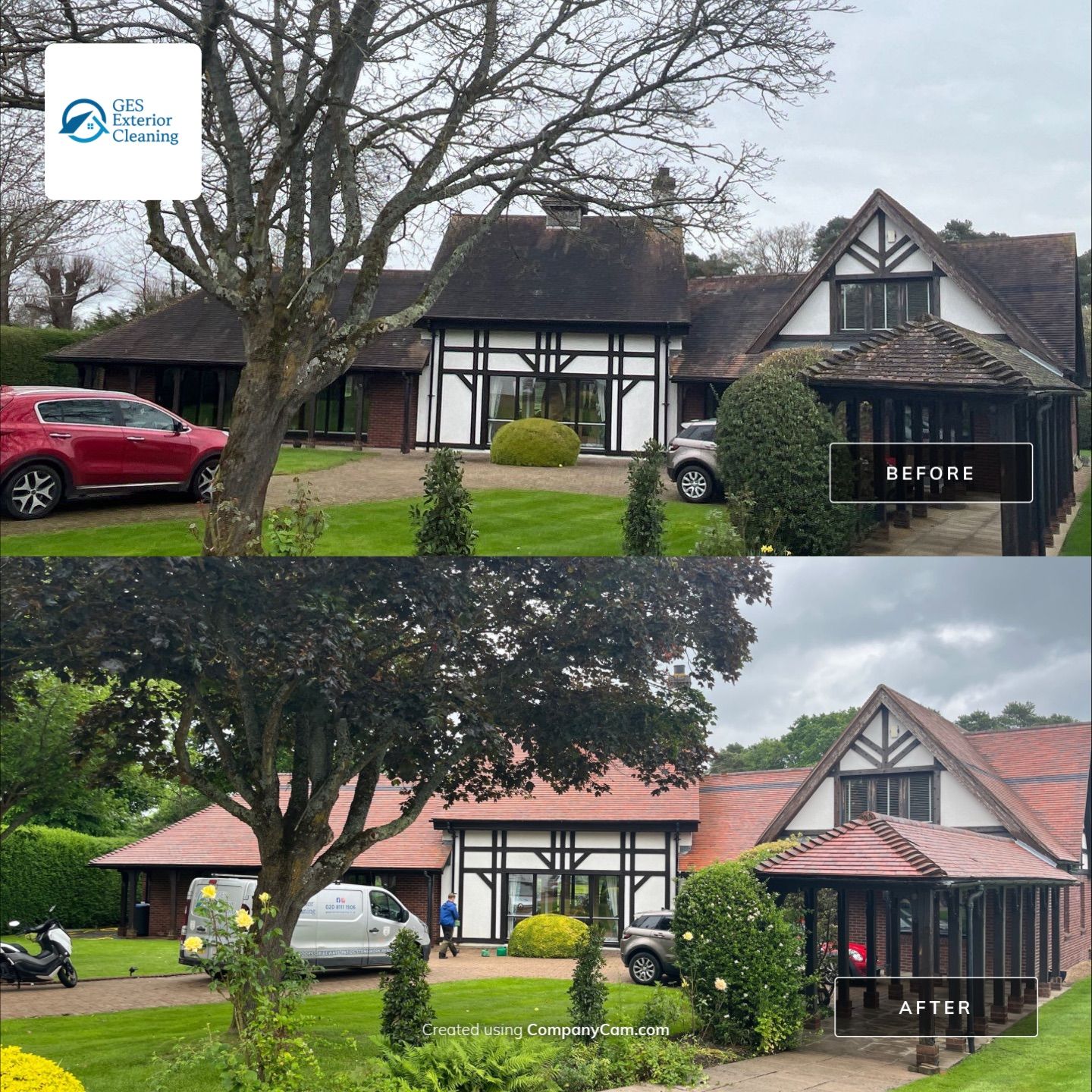 Roof Clean  - Moss Removal - Gutter Clean using Honda 15lpm Low Pressure Washing Machine by Ges Exterior Cleaning ltd