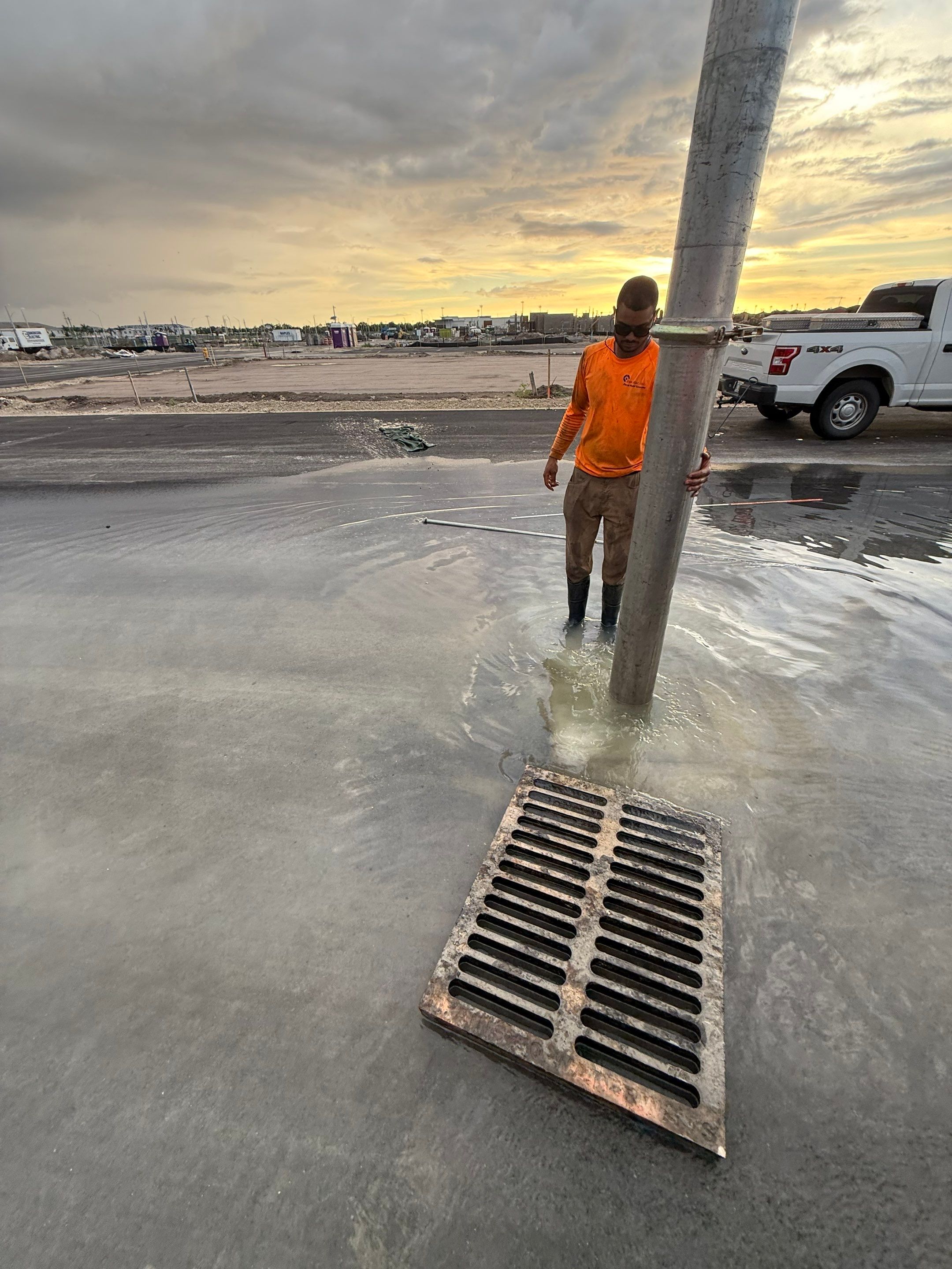 Cleaning Clogged Construction Site Catch Basins by APS Power & Water