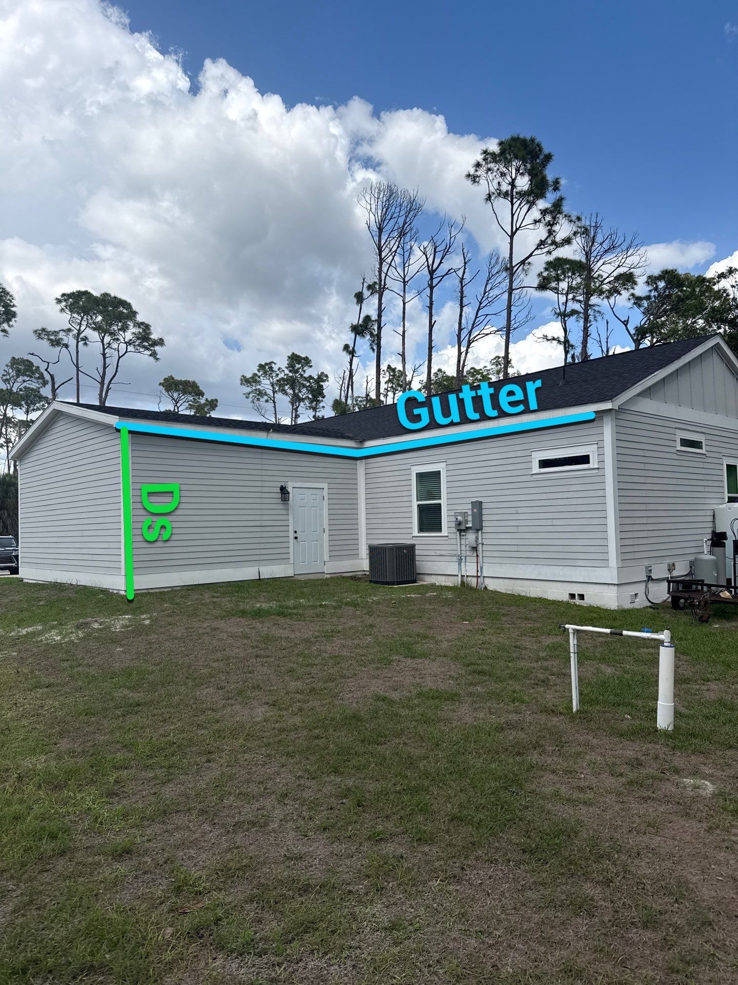 Downspout Installation using 3X4 Elbow Downspout in Port Charlotte FL by Gutter Professors