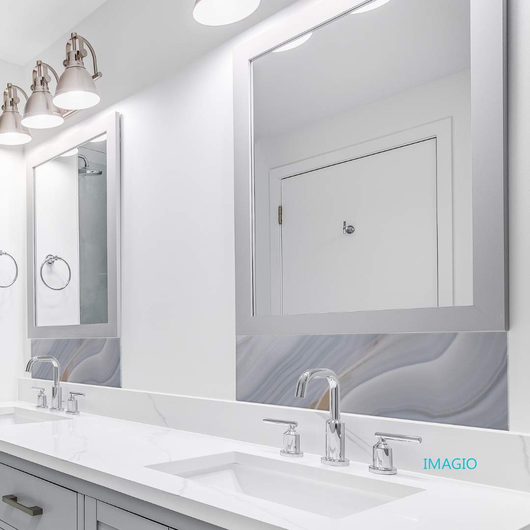 Bathroom Remodel using IMAGIO Glass Shower Wall & Accents by IMAGIO
