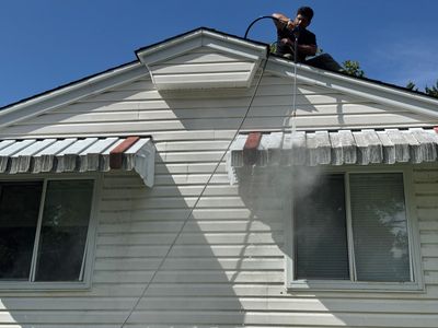 Repair Damaged Gutter & Power Wash House Siding