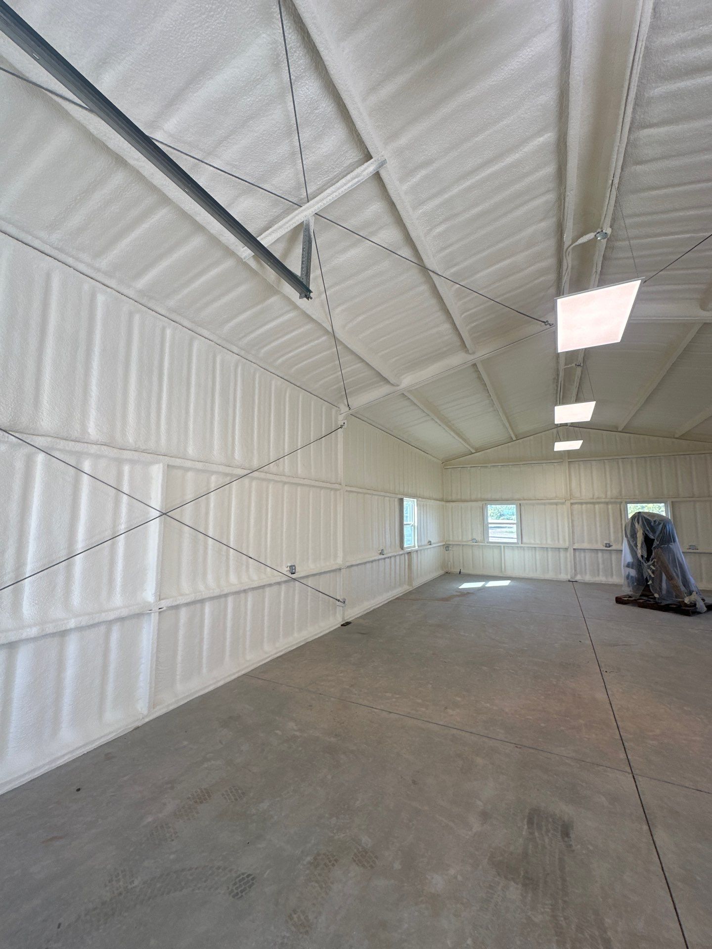 2" close cell foam on this new shop Sanger Tx  by Apex Insulation Solutions