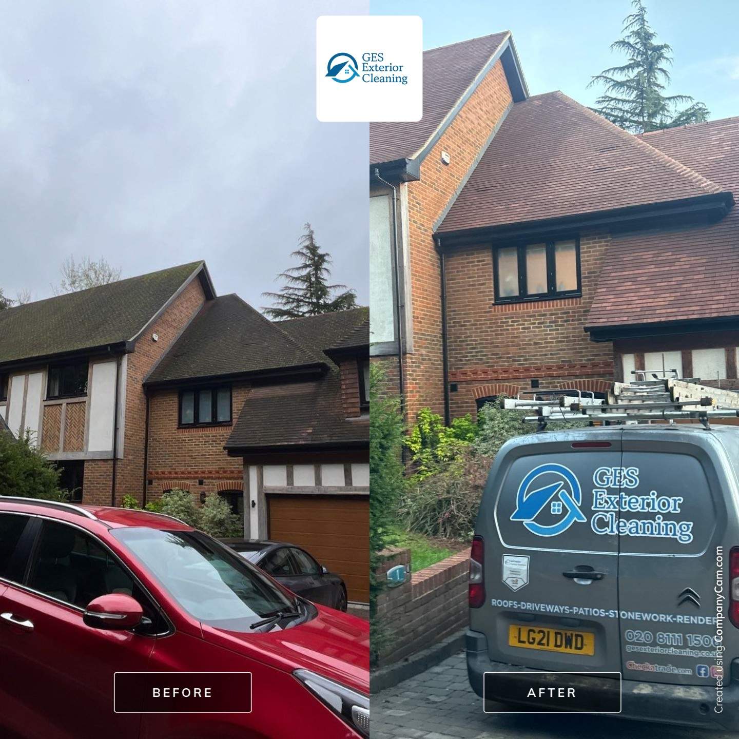 Roof Clean  - Moss Removal - Gutter Clean using Honda 15lpm Low Pressure Washing Machine by Ges Exterior Cleaning ltd