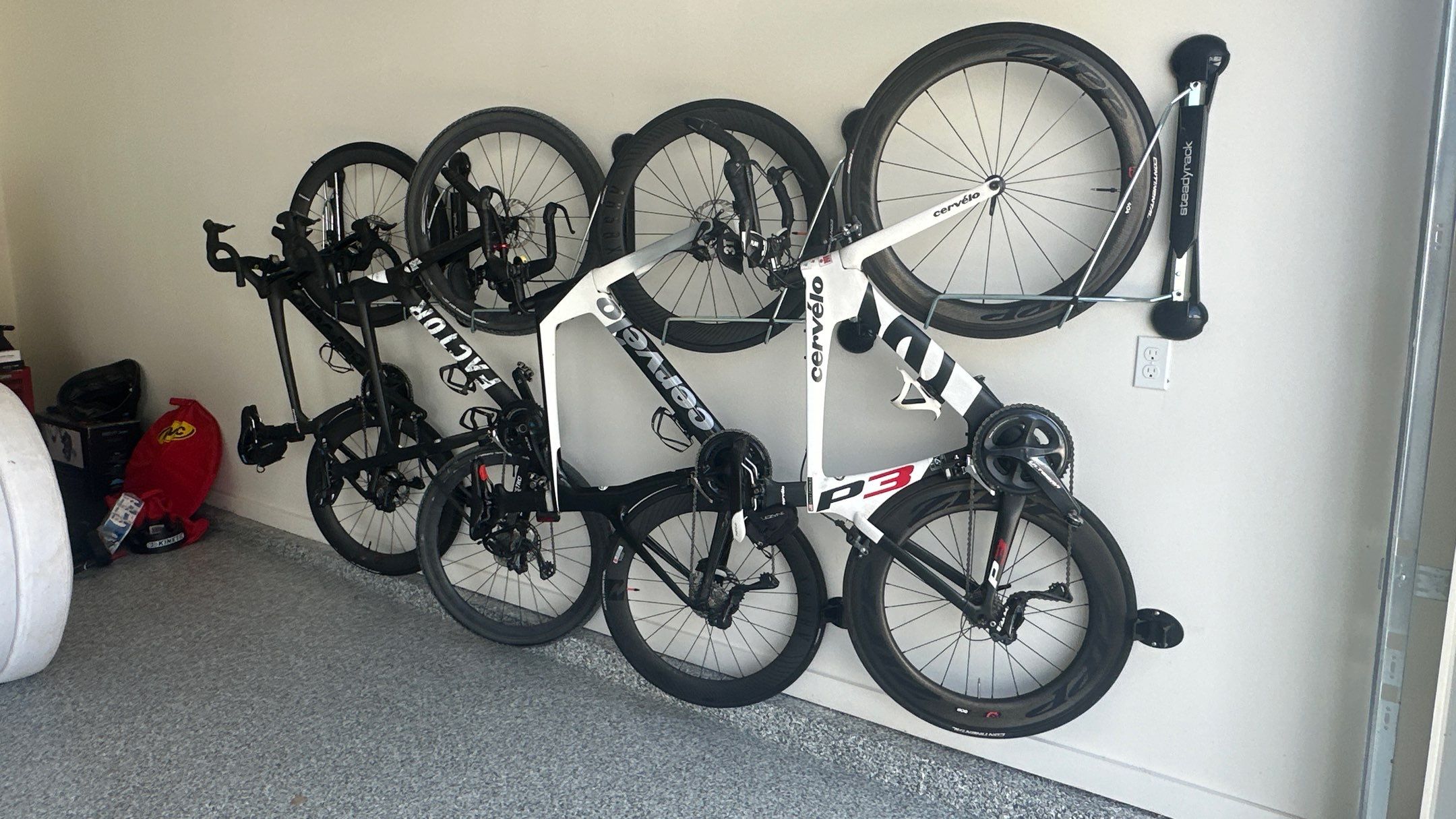 New bike storage for Jason E. along with some overhead racks  by Banner Garage