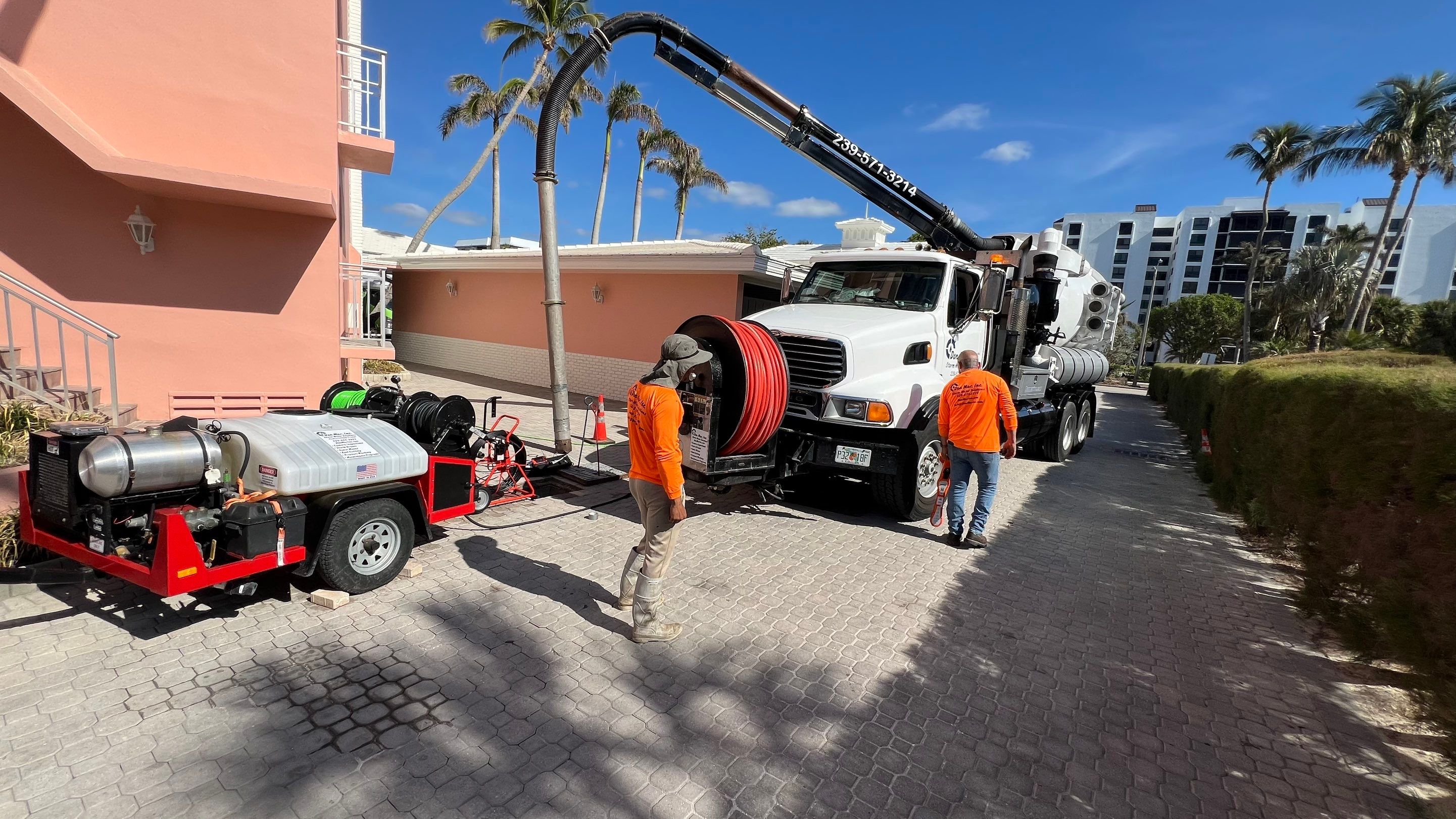 Catch Basin Cleaning After Hurricane Milton Naples Condo by APS Power & Water