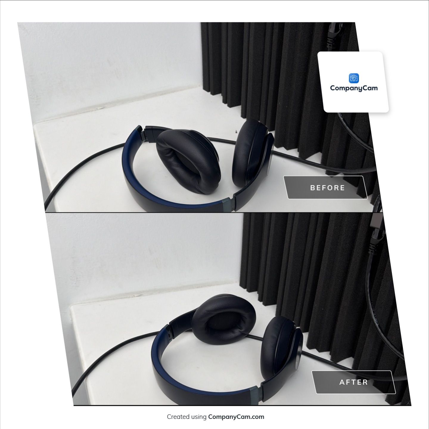 Acoustic Foam Panel Installation for Sound Dampening by CompanyCam Sales Demo