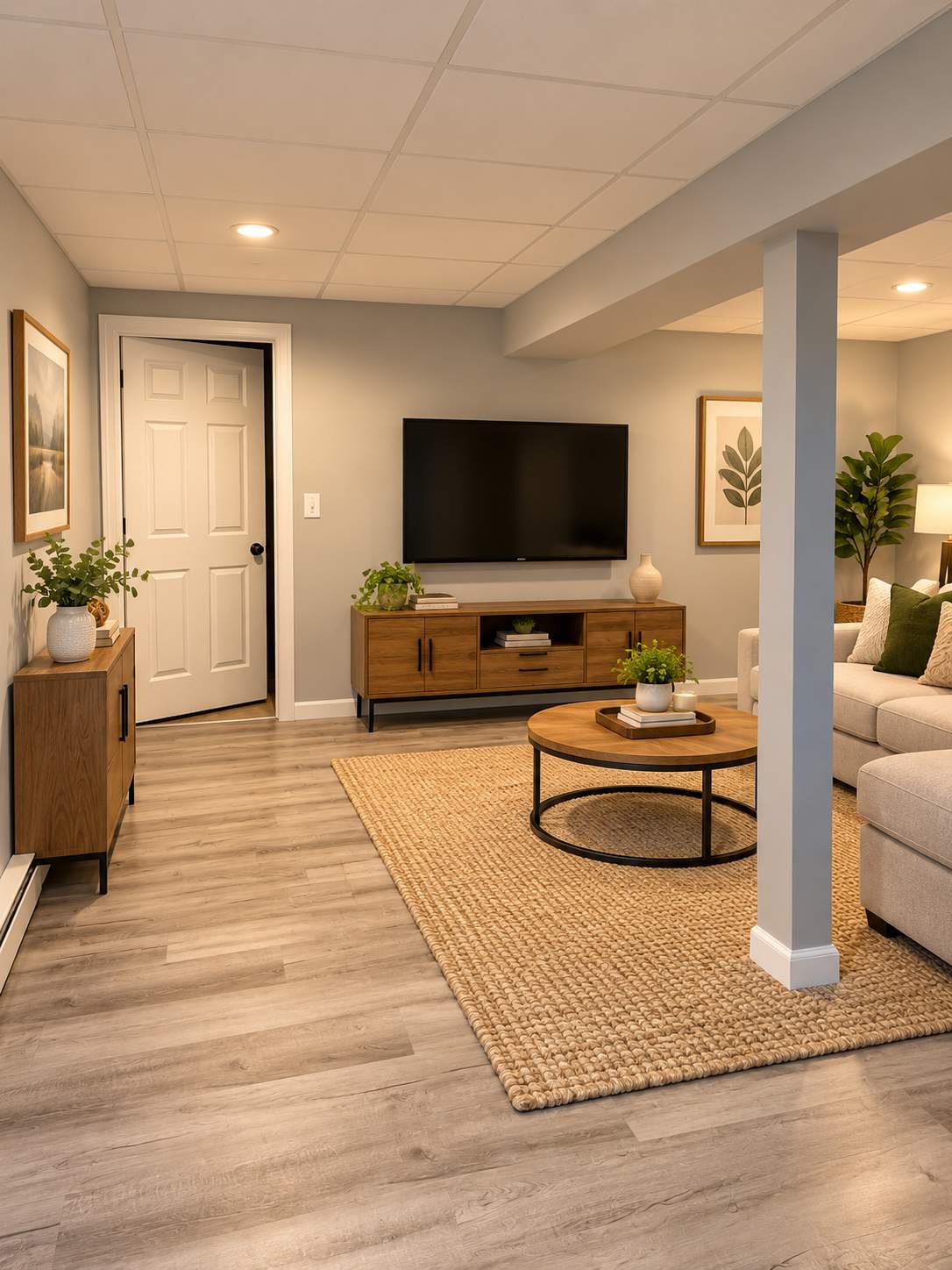 Modern Finished Basement Remodel & Entertainment Space