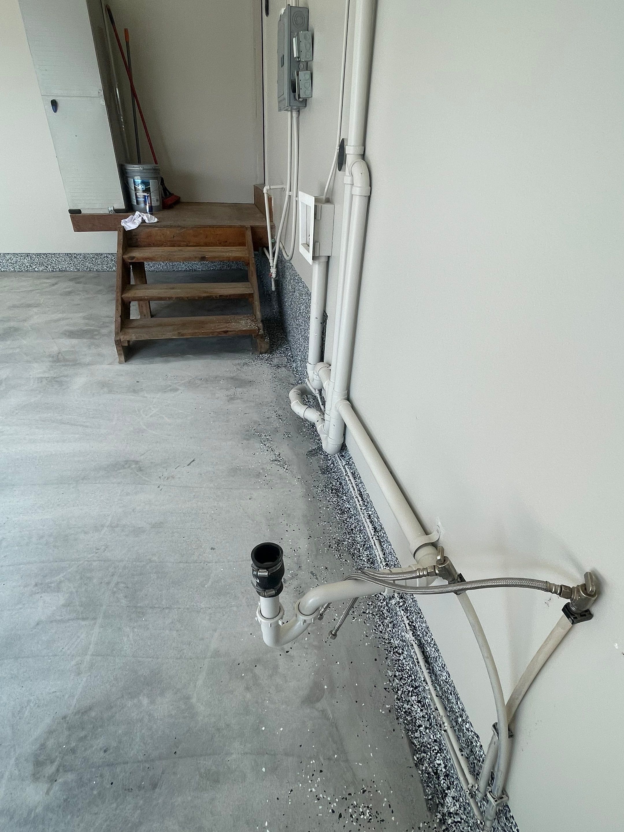 Domino Flake Floor Coating and Crack Repair in Chancellor by Select Painting, Coatings & Garage Cabinets