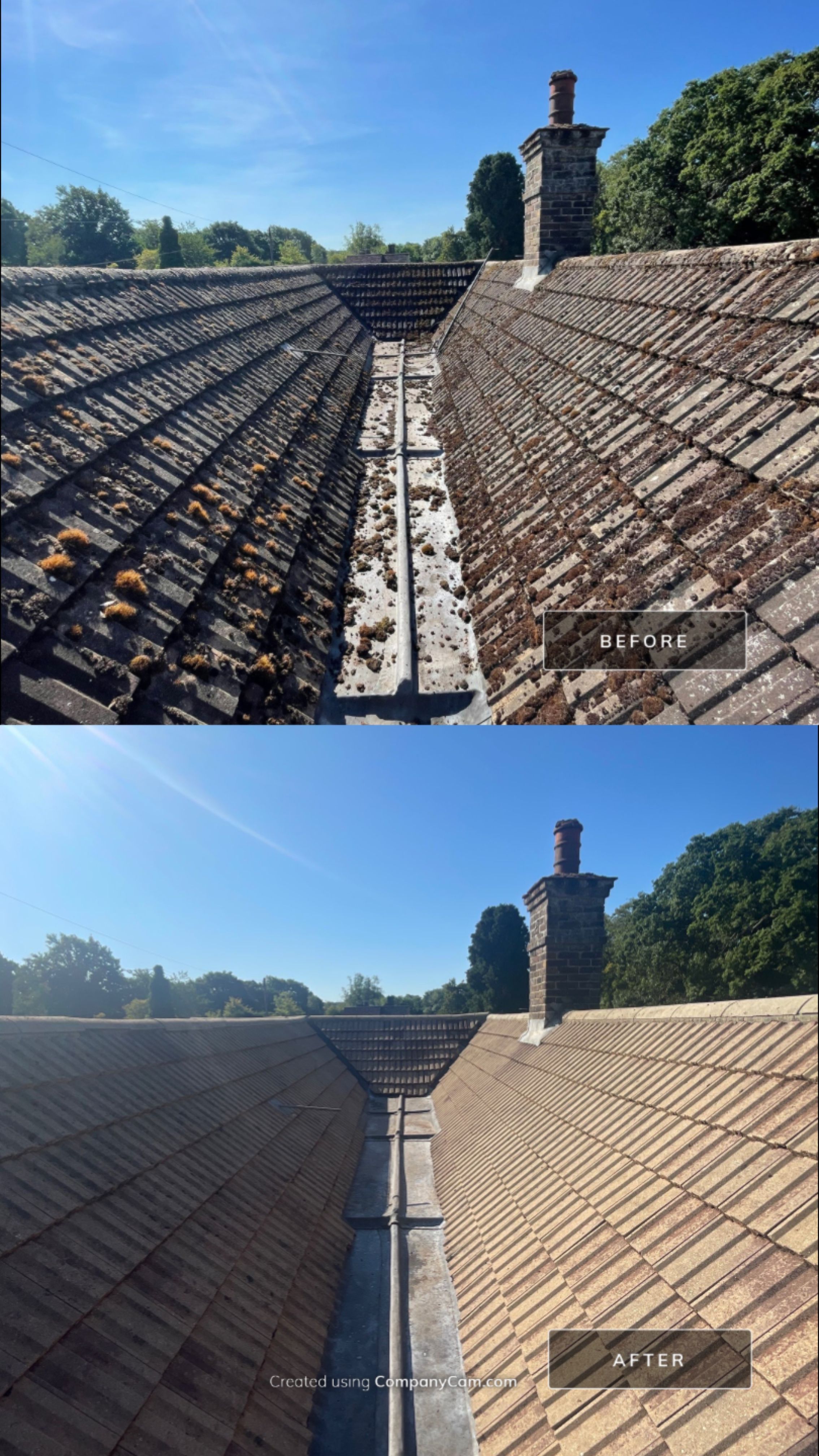 Roof Clean  - Moss Removal - Gutter Clean using Honda 15lpm Low Pressure Washing Machine by Ges Exterior Cleaning ltd