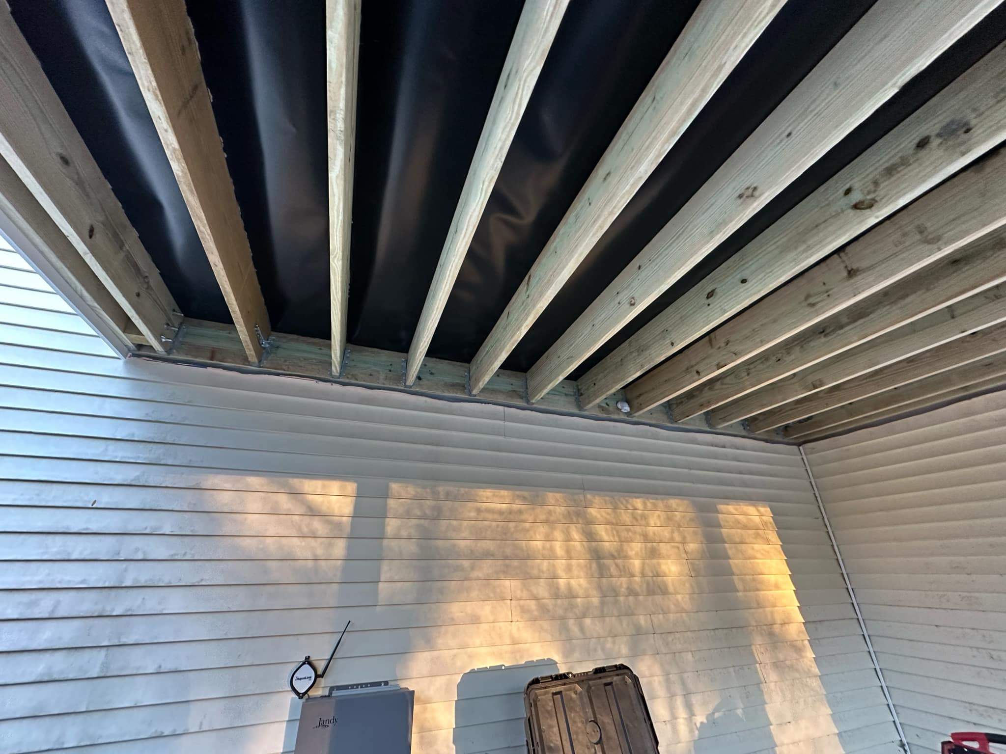 Deck Replacement, Trex Tropical Spiced Rum, Transcend Cocktail rail, Rainescape, pvc wrapped posts by DiGiorgi Roofing and Siding Inc