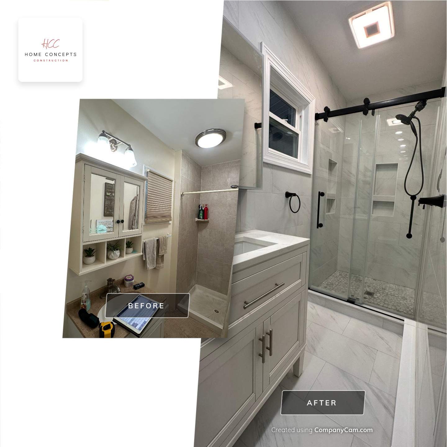 Bathroom Remodel using Tile by Home Concepts Construction