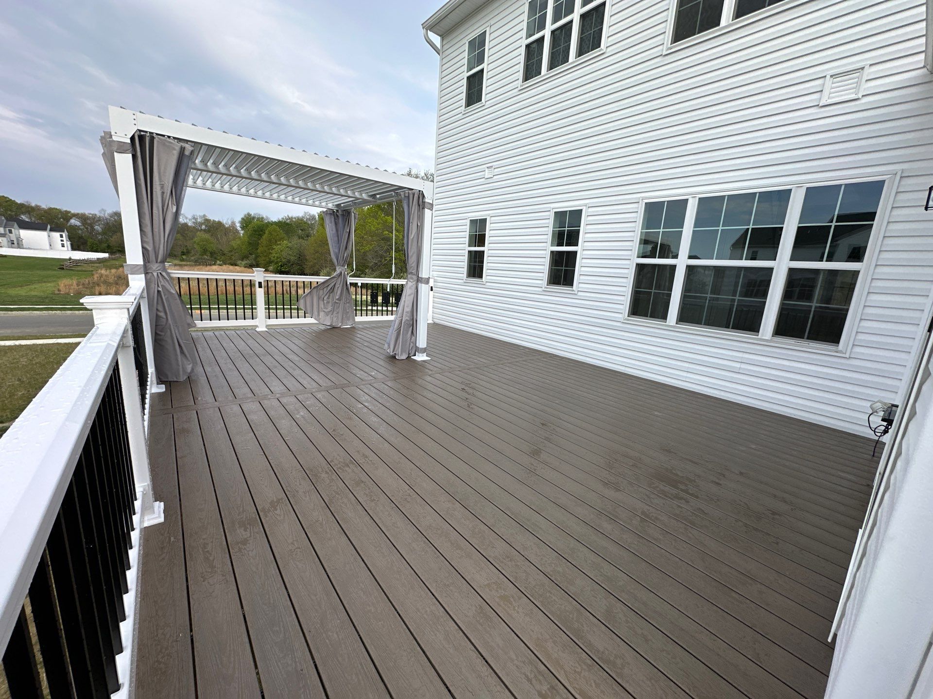 New deck + Manual Louvered Pergola by deck guardian