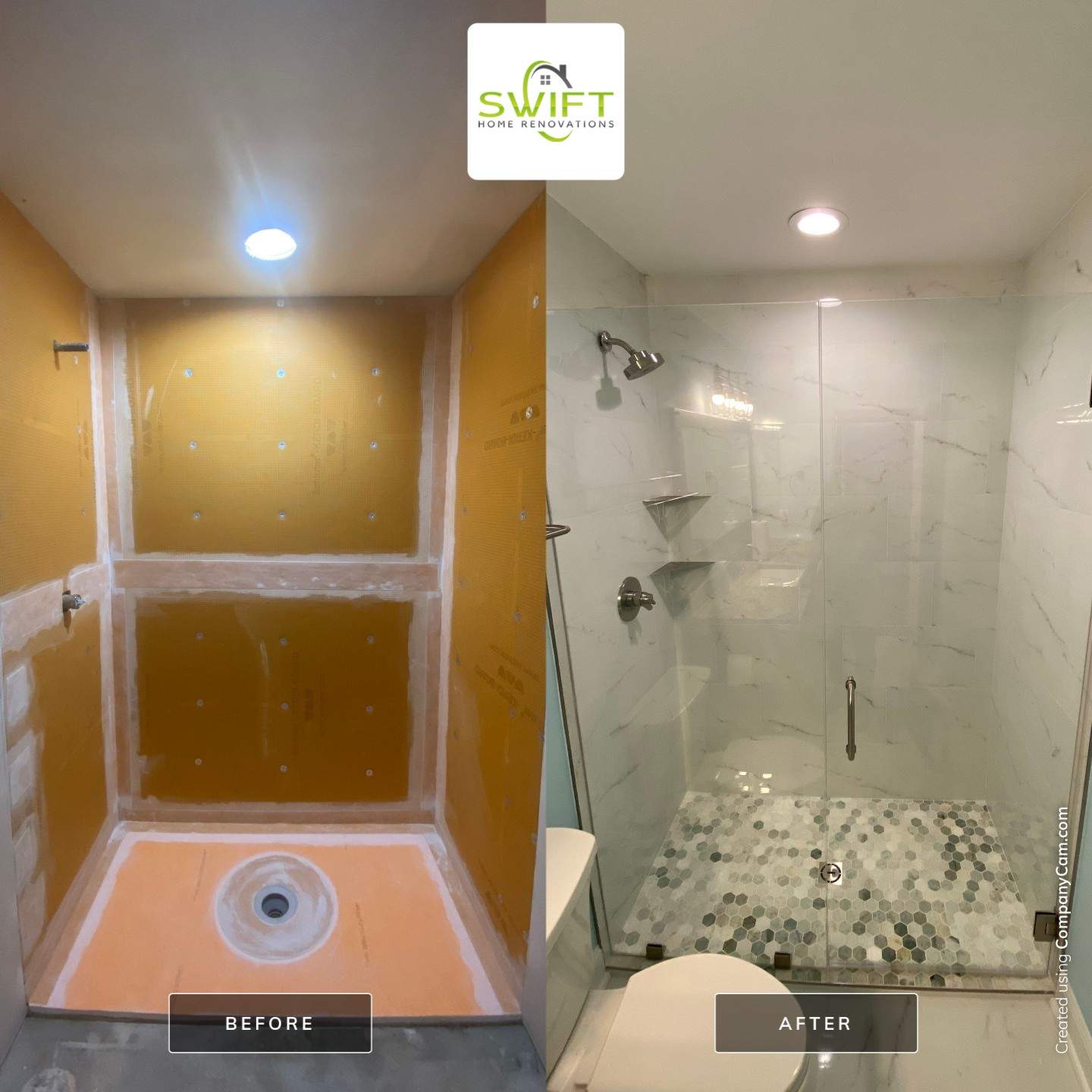 Marietta Basement Remodeling Featuring Custom Wet Bar and Marble Shower by Swift Home Renovations