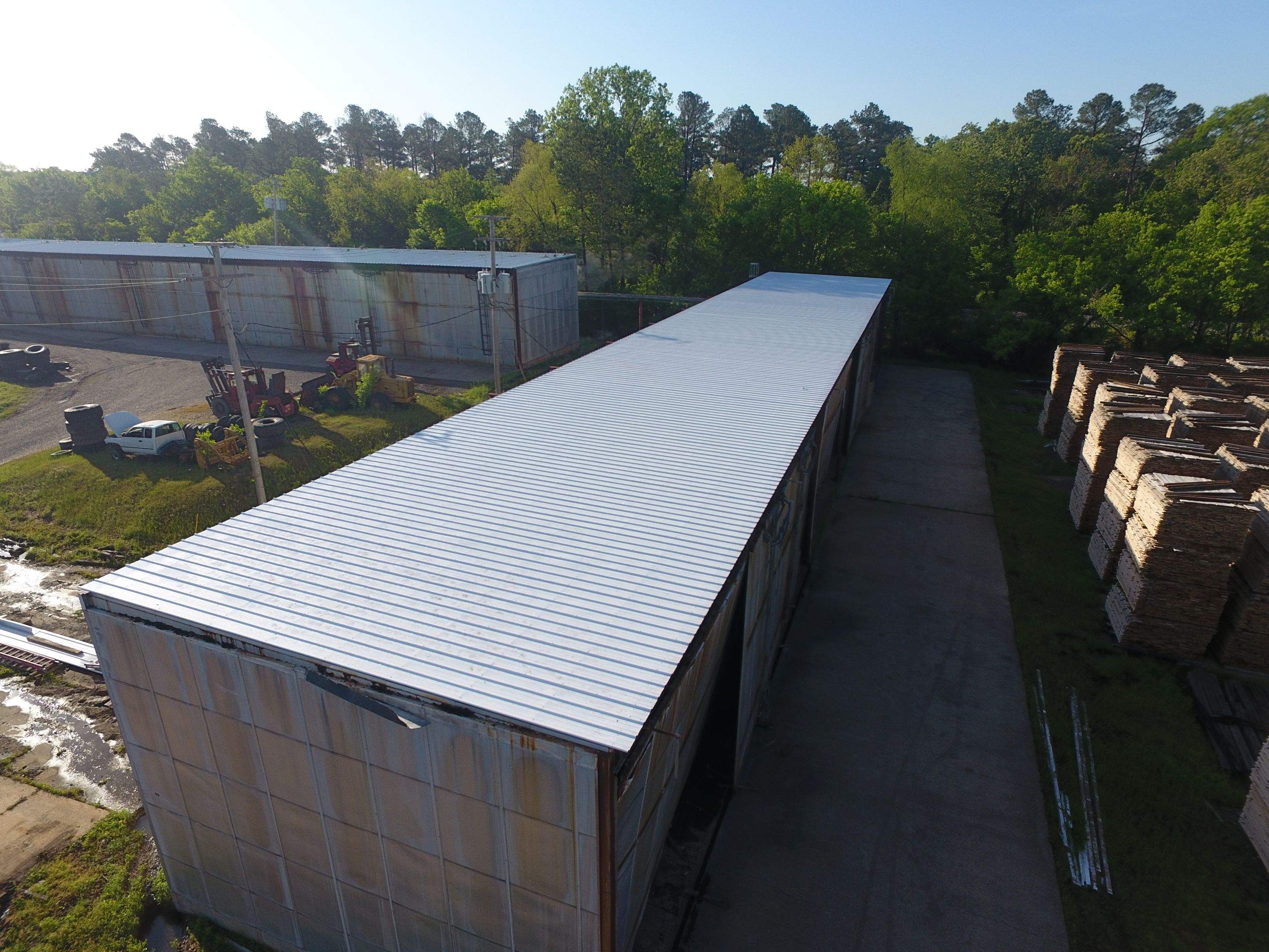 Commercial Roofing Installation using Aluminum Roofing panels by Hostetler Roofing