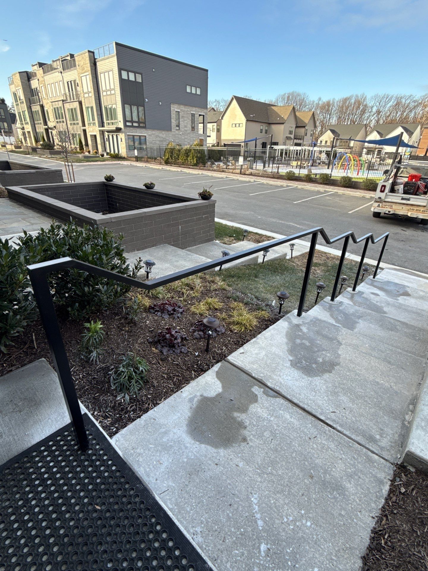 Minimalist Custom Handrail with Square & Rectangular Tubing – Bethesda, MD by Capitol Iron Works