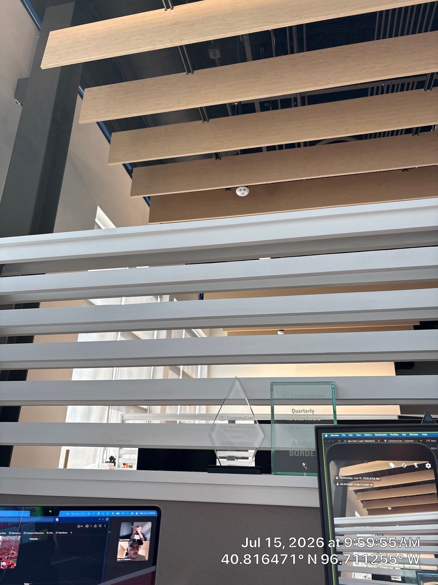 Modern Office Remodel with Wood Ceiling Baffles in Lincoln by CompanyCam Sales Demo