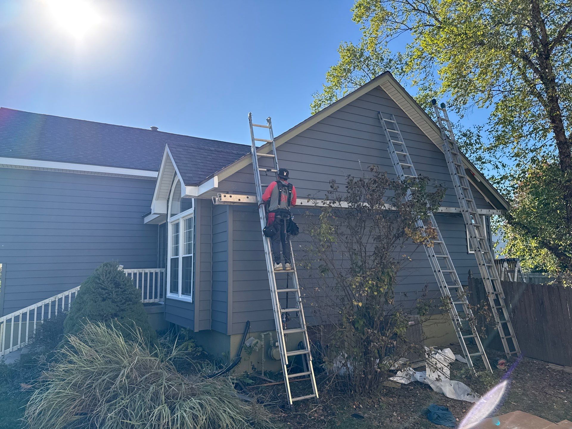 Split Entry in Smokey Ash Craneboard D7 by EEC  Windows, Siding & Roofing 