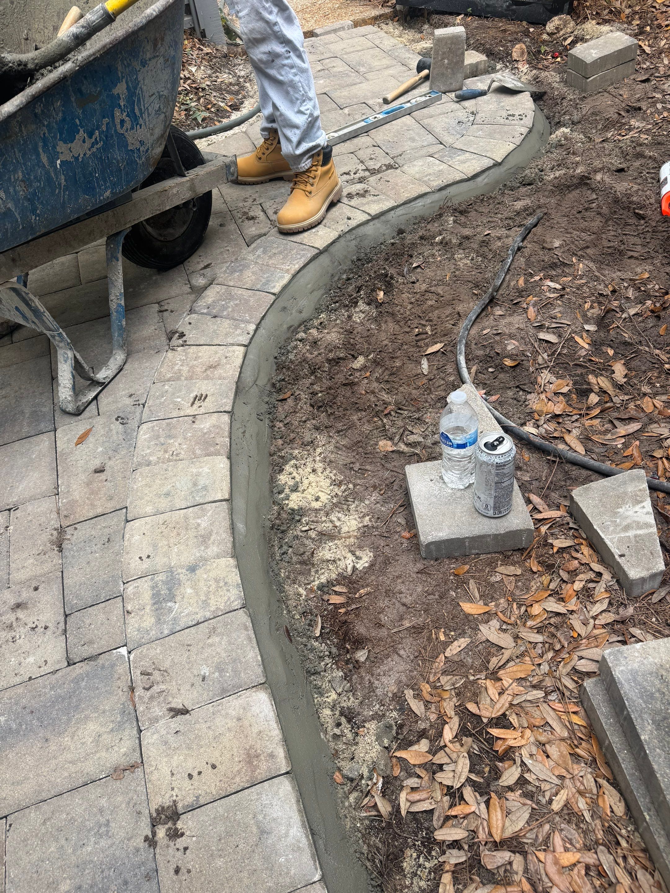 Residential Gray Stone Paver Entry Walkway Installation by Lowcountry Scapes, LLC