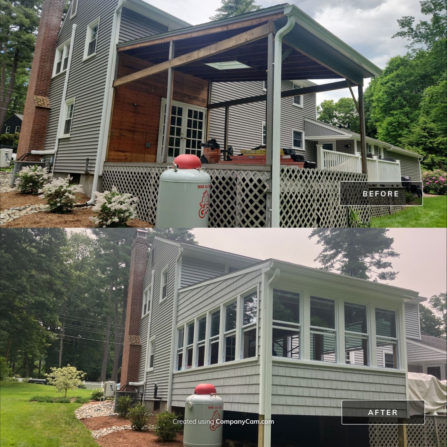 Siding Transformation with Cert Cedar Impressions D/7 Perfection Straight Bottom, Sterling Gray, and Cert Monogram D/4 x 12'6" Clapboard, Sterling Gray by DiGiorgi Roofing and Siding Inc