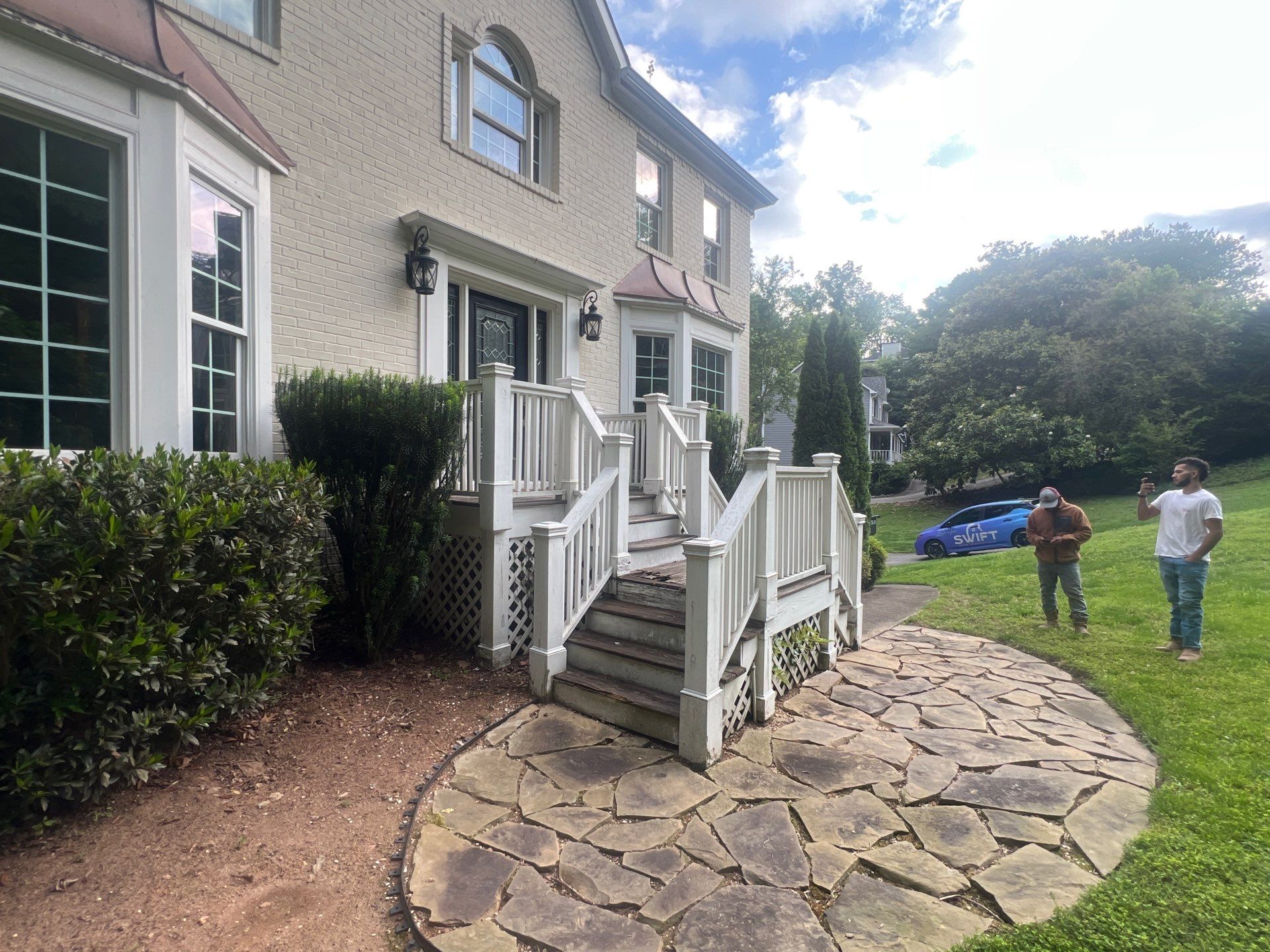 Custom Natural Wood Entryway Deck Replacement in Acworth, Georgia by Swift Home Renovations