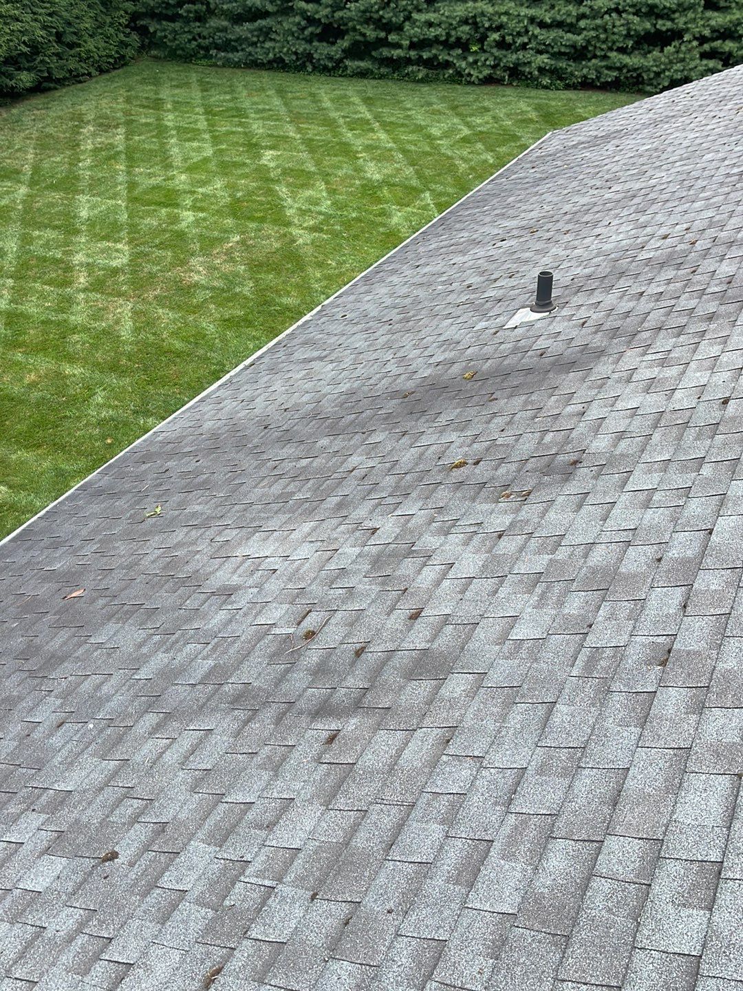 Gutter Installation using White gutters and roof clean up by A Plus Exterior