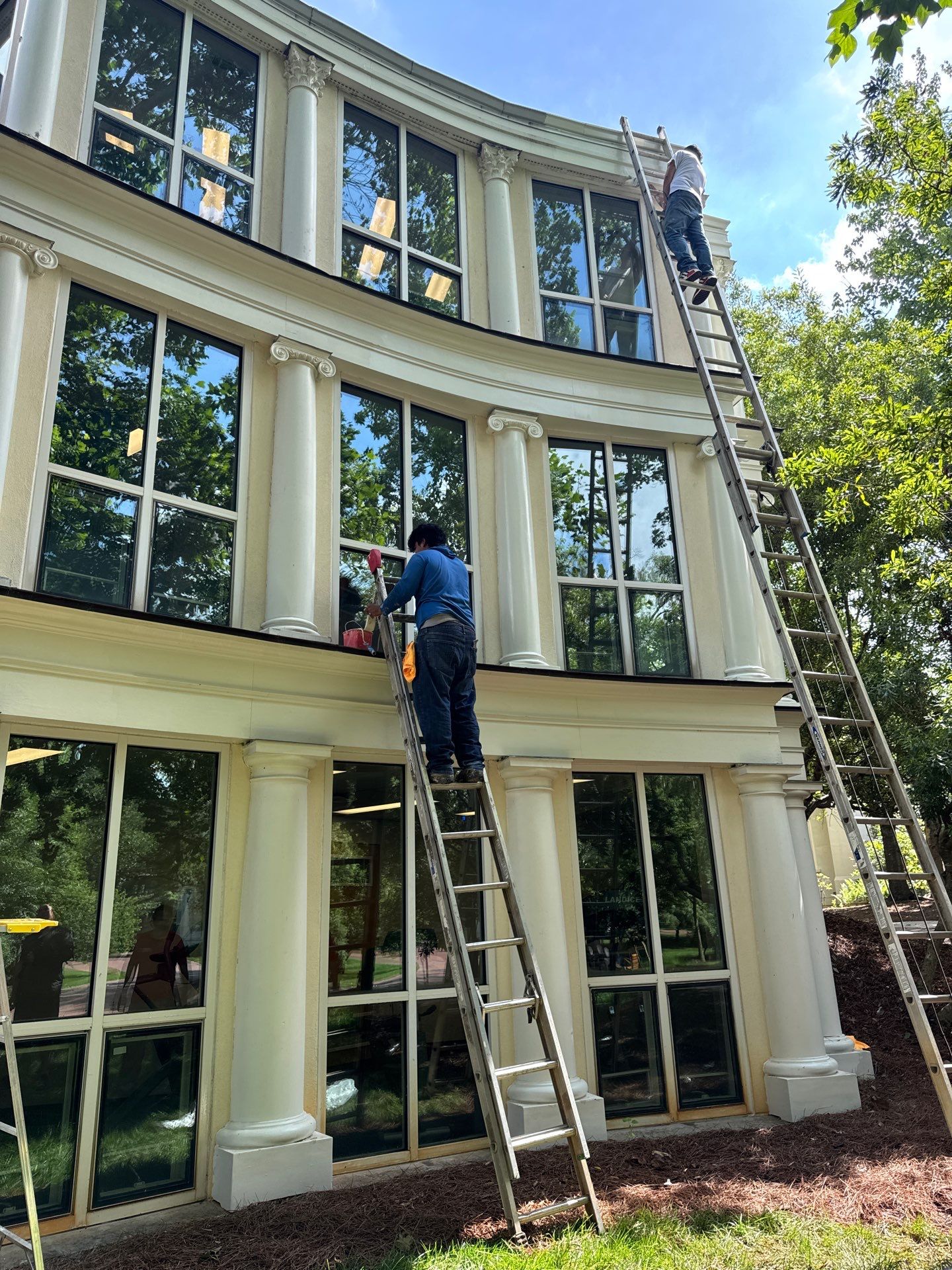Architectural Column Restoration and Exterior Painting in Oxford by PGP Surface Solutions, LLC