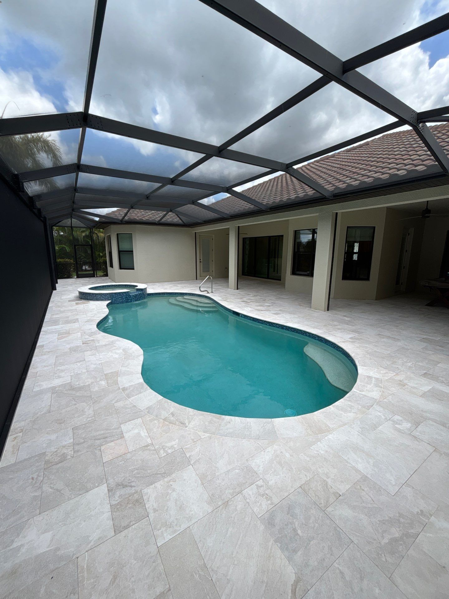 Textured Marble Pool Deck - Bonita National Golf & Country Club by Old Town Pavers Llc