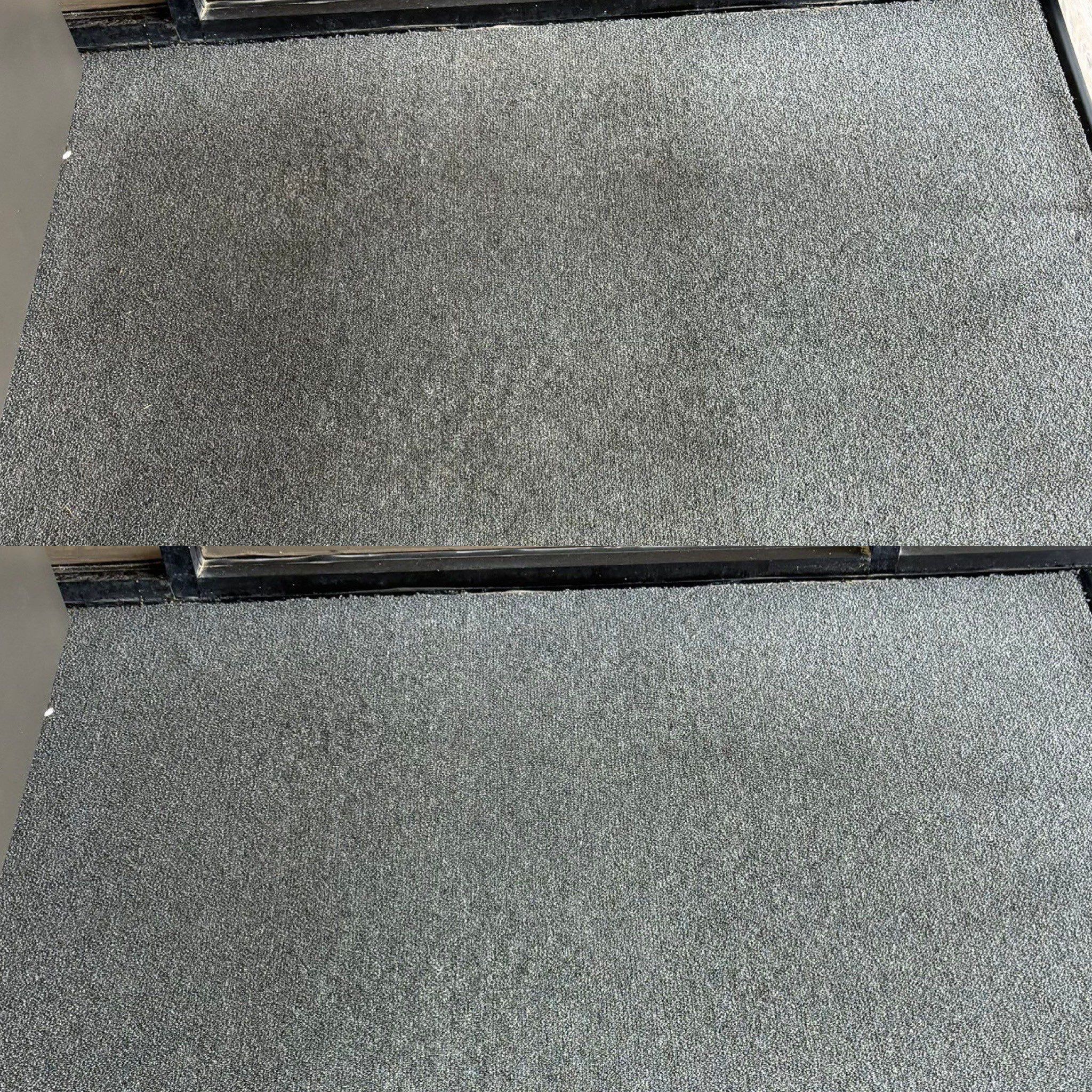 the service shown is professional carpet cleaning making the surface appear clean and fresh with improved texture and color