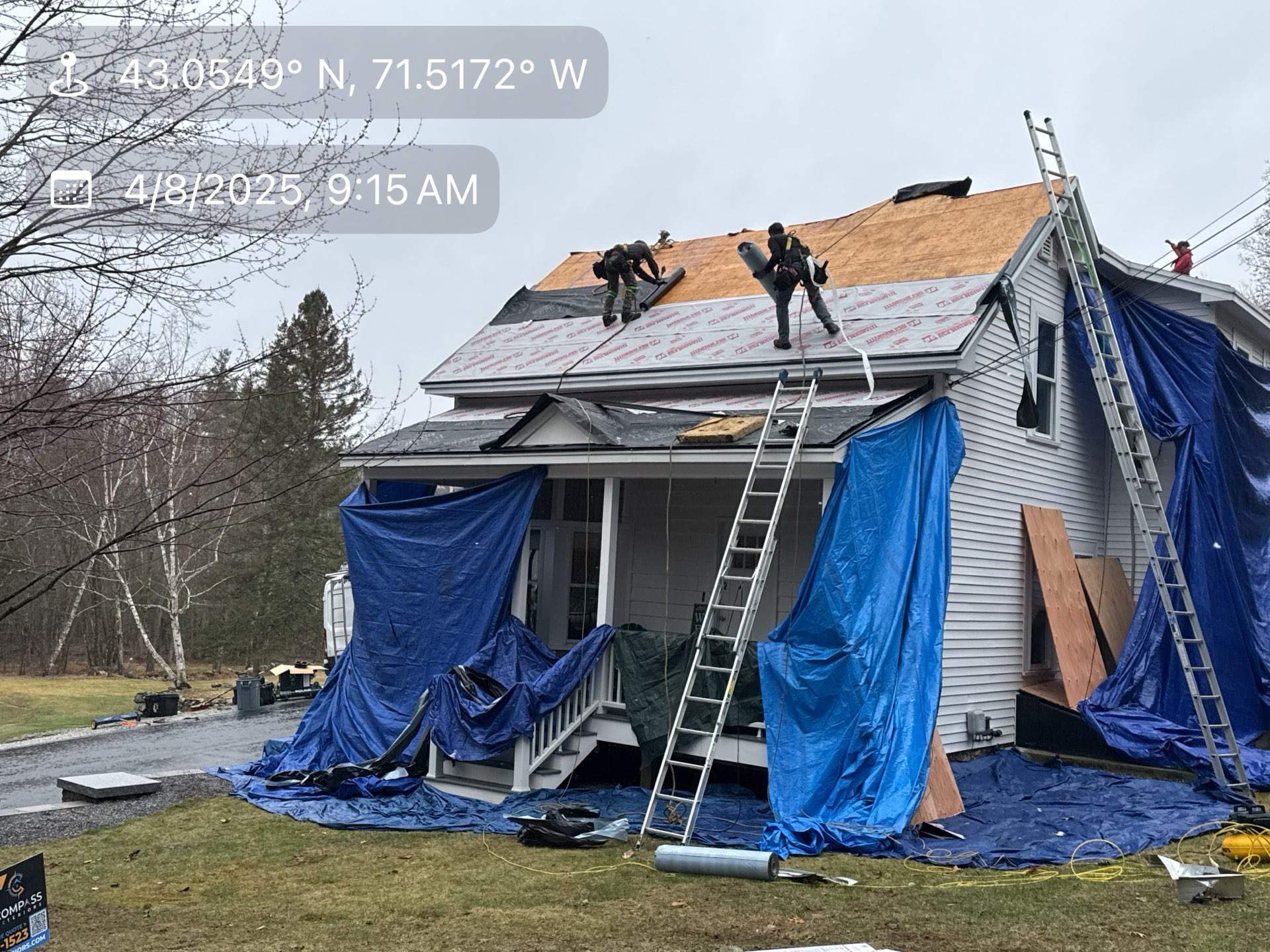 Roof Replacement in Goffstown, NH | Onyx Black Shingles & EPDM Rubber Roof Integration by Compass exteriors