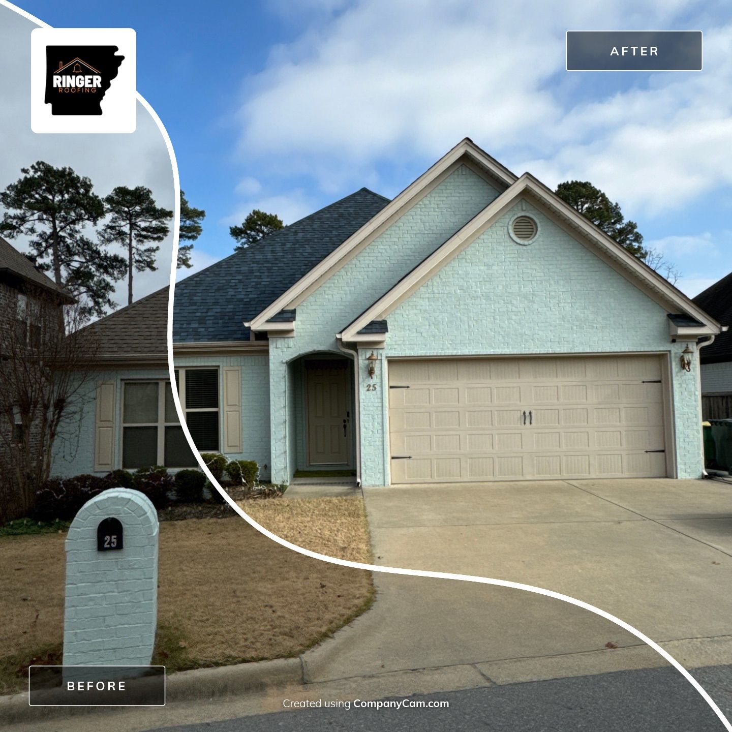 Residential Roofing Installation using IKO Nordic Atlantic Blue by Ringer Roofing, LLC.